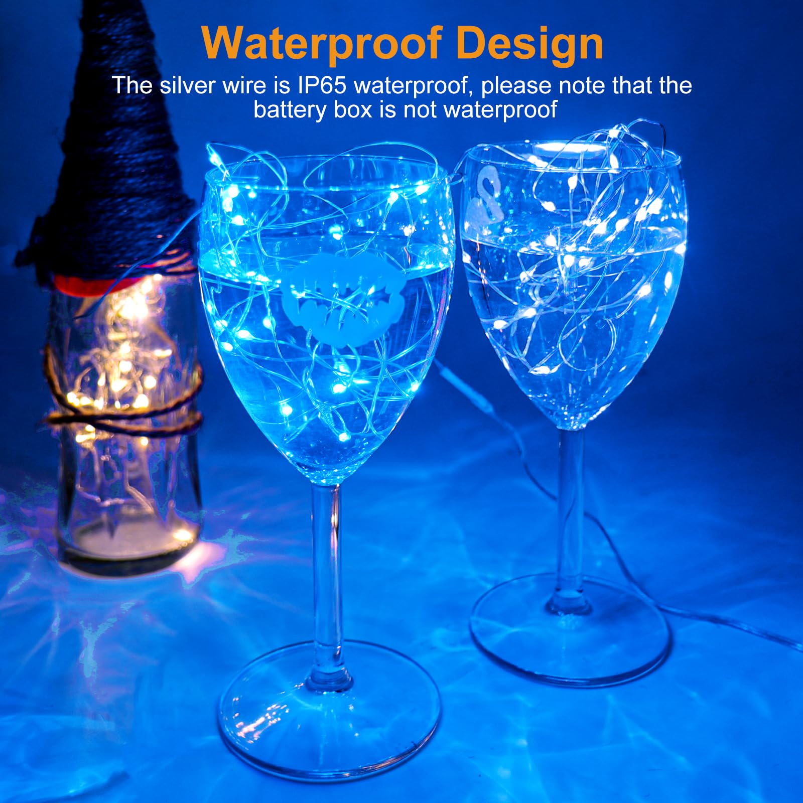 btfarm 12 Pack Fairy Lights, 7ft 20 LED Waterproof Twinkle Lights, Battery Operated, Mini Silver Wire, Blue