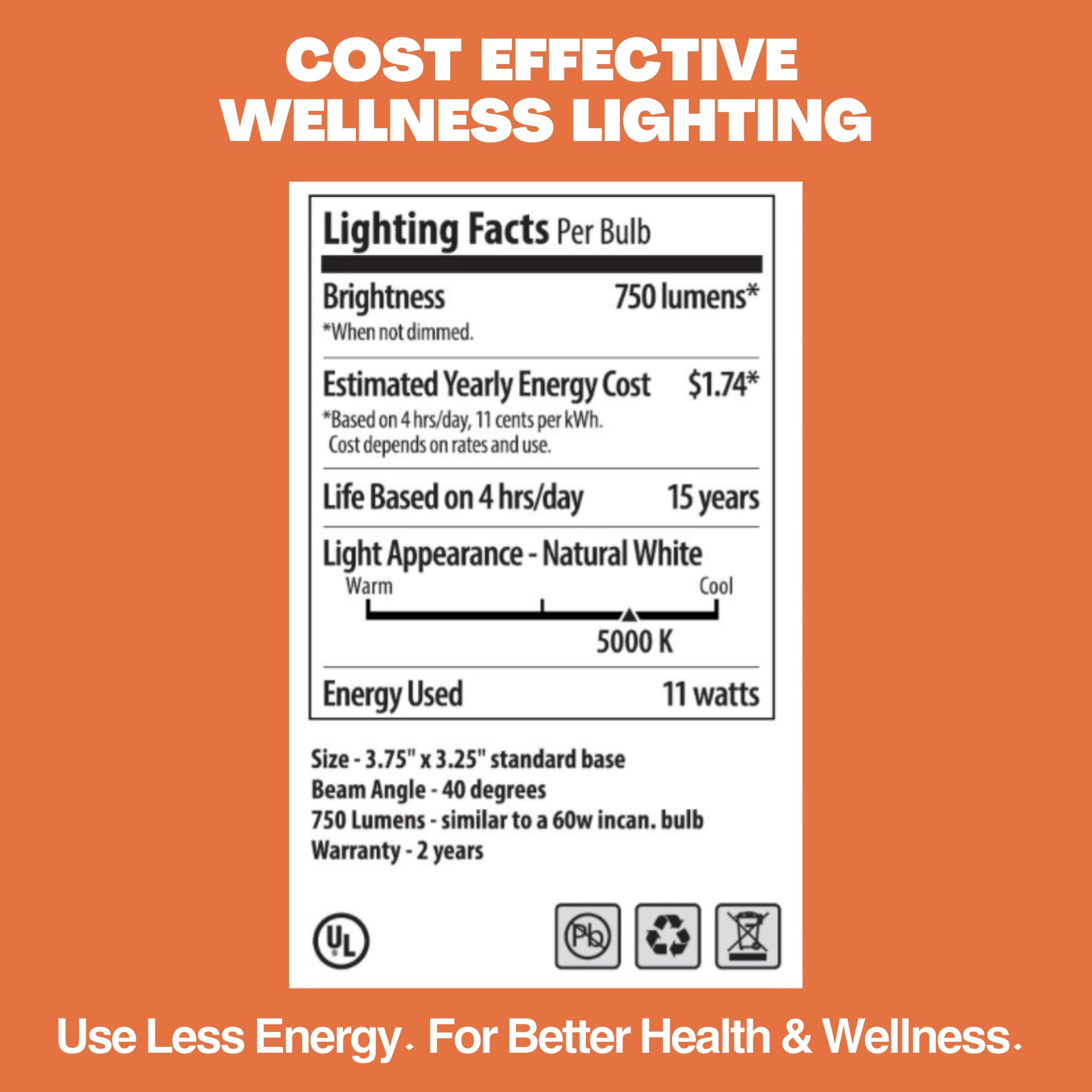 NorbSMILE PAR30 LED Light Bulb - Full-Spectrum Sunlike, Energy Boosting, 1-Pack, White, Model SMILE-PAR30LN-10W