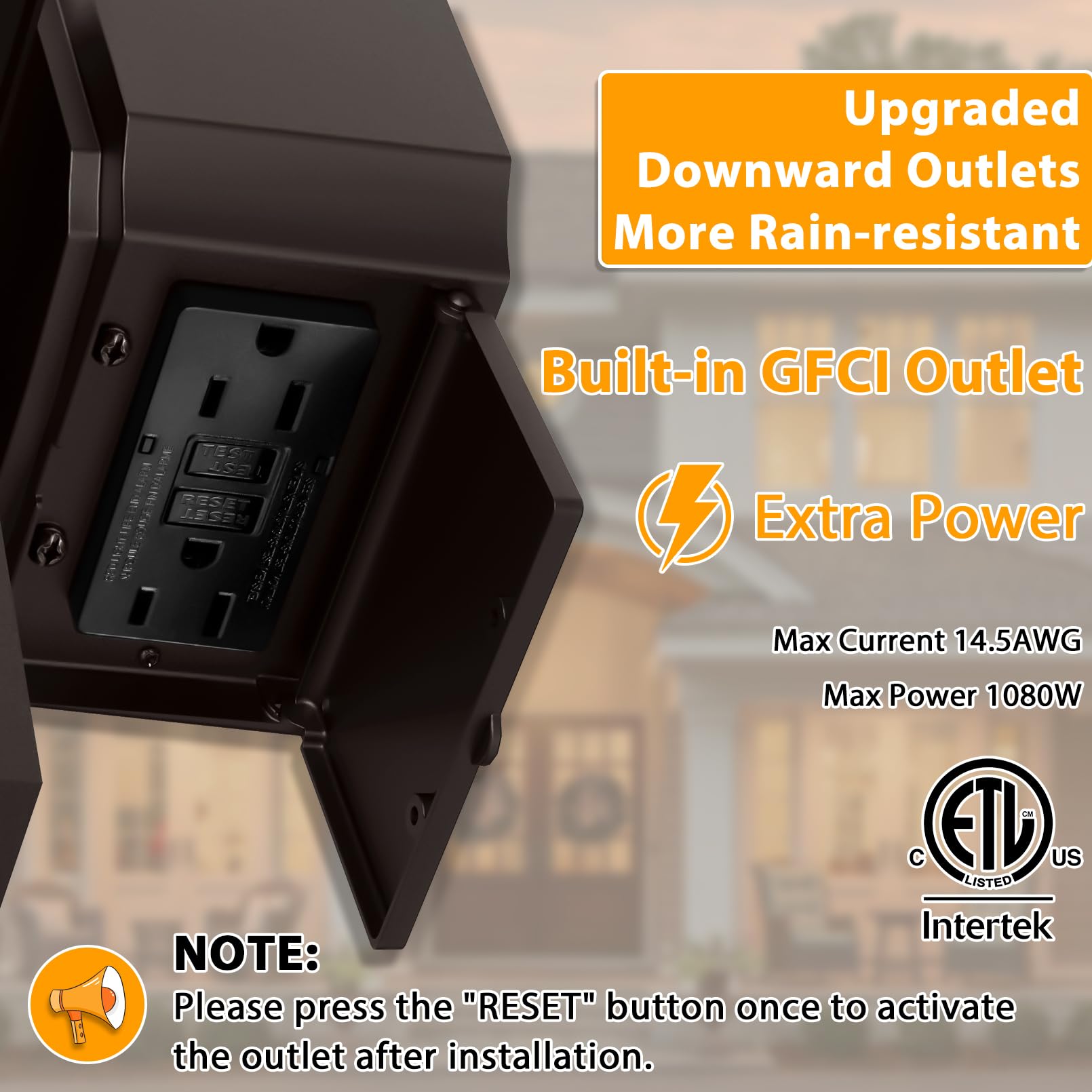 Apoto 2 Pack Porch Lights With Gfci Outlet,Bronze Dusk To Dawn Motion Sensor Outdoor Light,3-Mode Wall Exterior Lighting Fixture