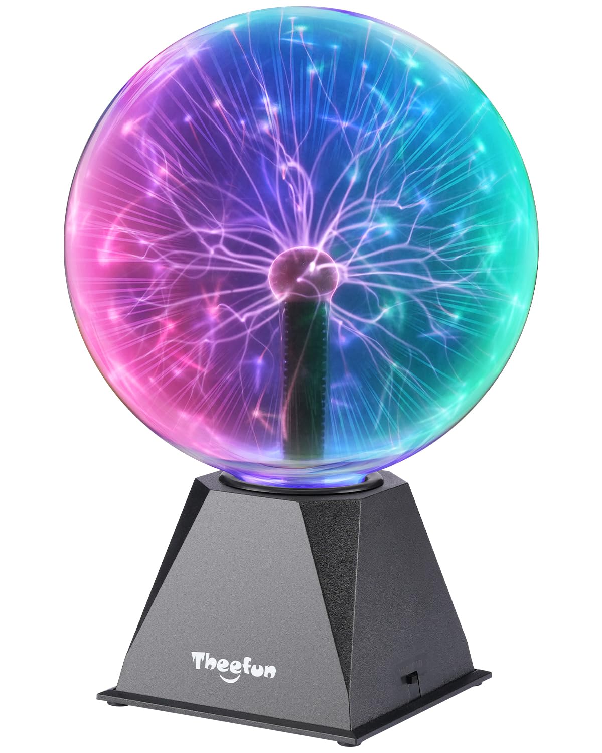 Theefun Plasma Ball  8 Inch Plasma Globe Touch & Sound Sensitive Ball Lamp Electric Lightning Novelty Light For Parties  Home  Prop  Room Decoration  Christmas Gifts  Multicolor