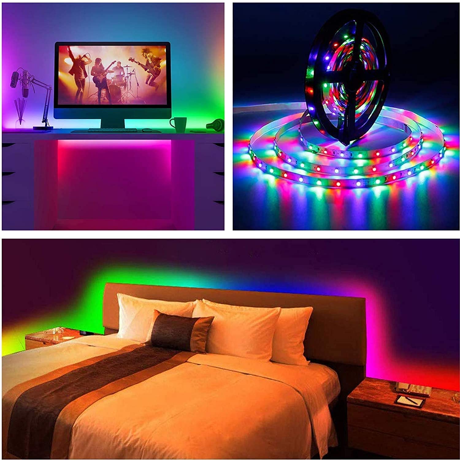 Echosari 9.8Ft 90Led Rgb Strip Lights Battery Powered Remote Control, 8 Modes, Dimmable, Timer, Self-Adhesive, Cuttable, Waterpr