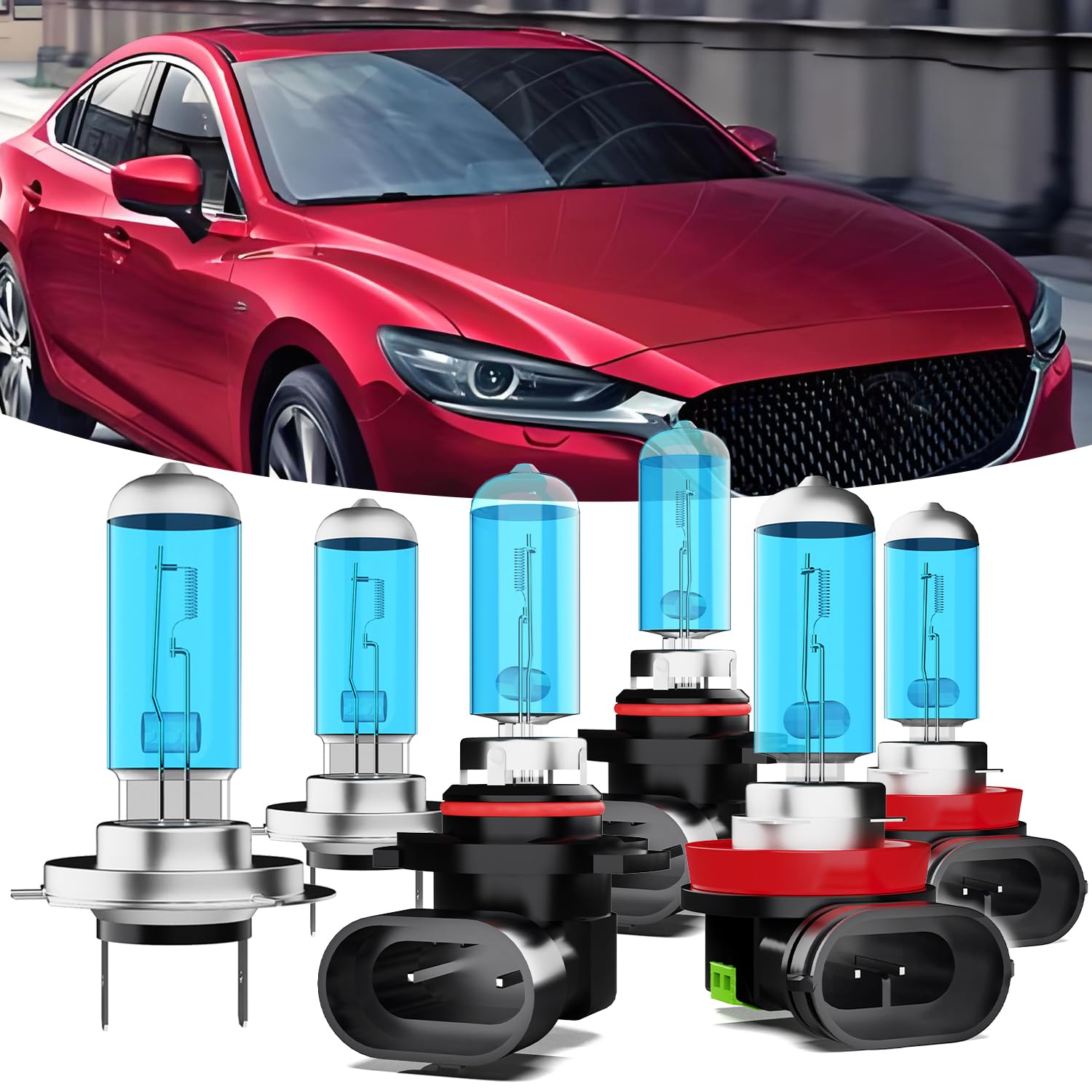 TTDBDAN Headlights Fit For Mazda 6 2011-2013 Halogen Headlight Bulbs,9005/HB3/H10 High Beam+ H7 Low Beam+ h11 Fog Light Combo,Pl