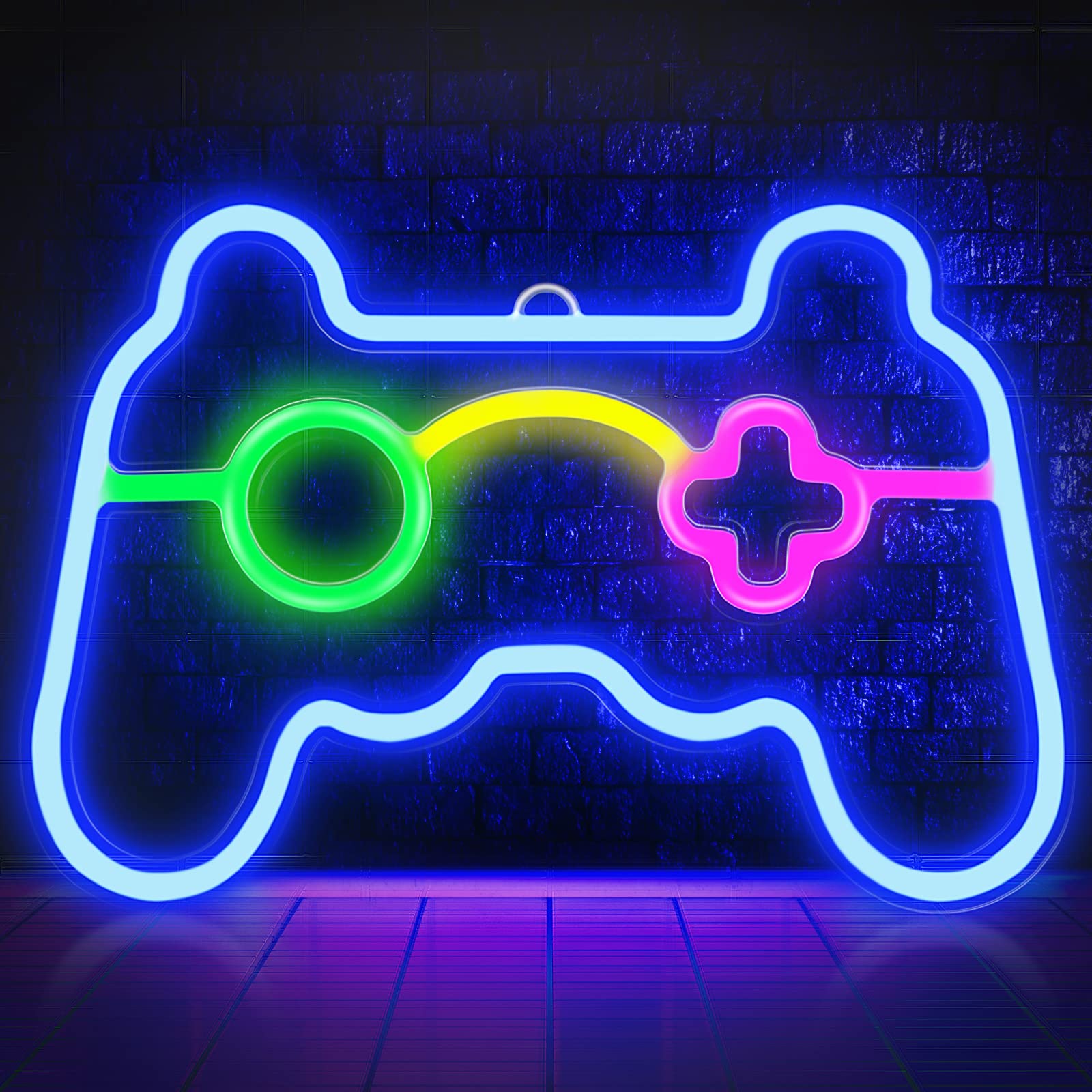 HOYOBEST LED Neon Sign Gamepad Shape for Gamer Room Decor, Colorful, Model HO-NEON