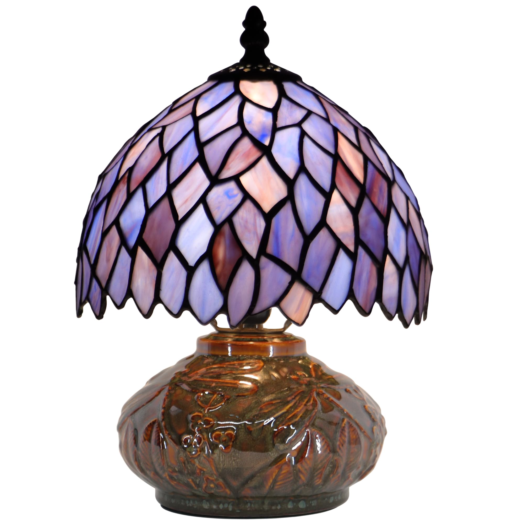 HZYFFYU Small Tiffany Table Lamp Mini Mushroom Stained Glass Lamp Memory Sympathy lamp 8X11 Inch (Wisteria Style)