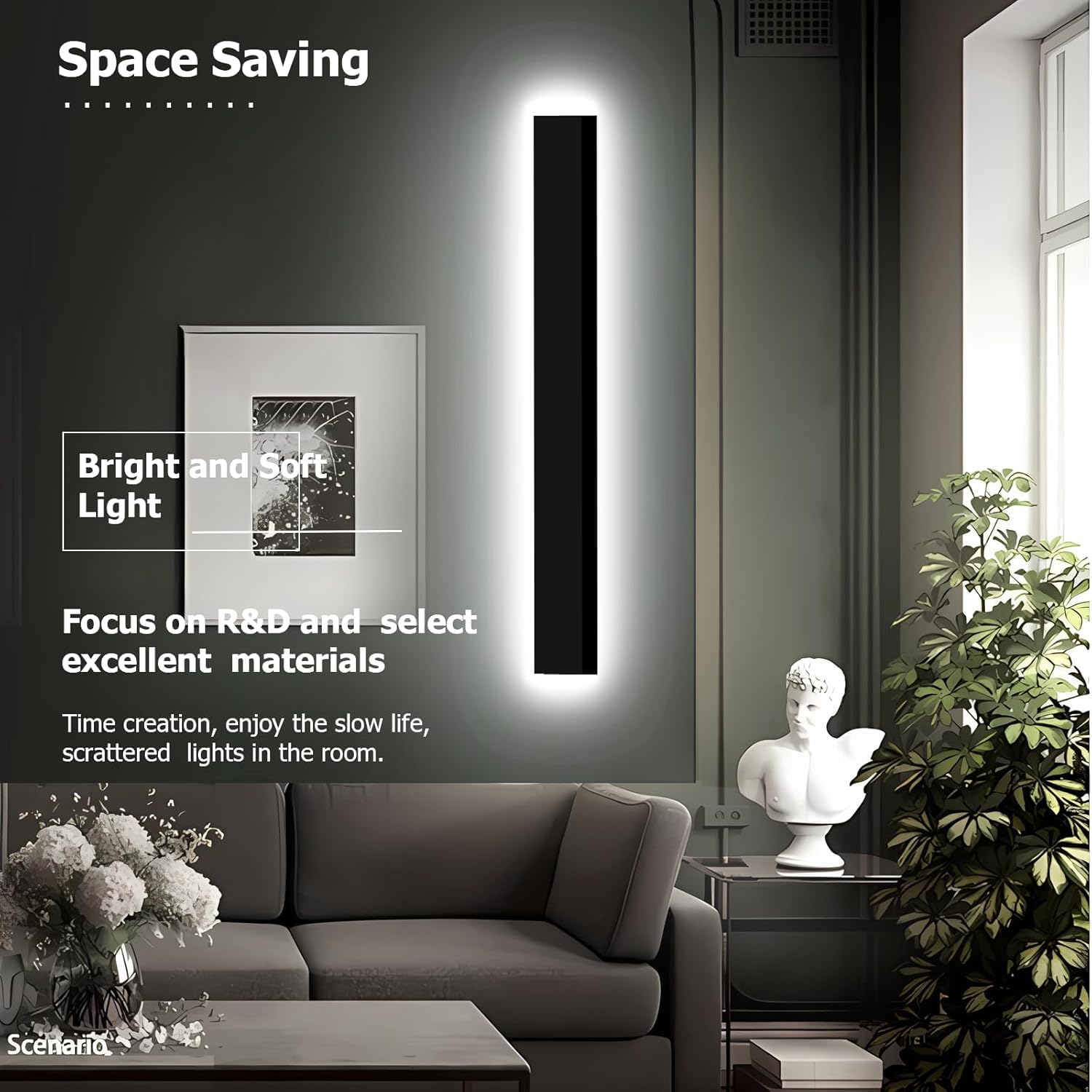 Enmln 31In Modern Outdoor Lights Fixture 4.33In Wide Dimmable Exterior Wall Lights For Garage And Front Door Long Outdoor Wall Sconce Ip65 Waterproof Black Led Outdoor Entrance Lighting