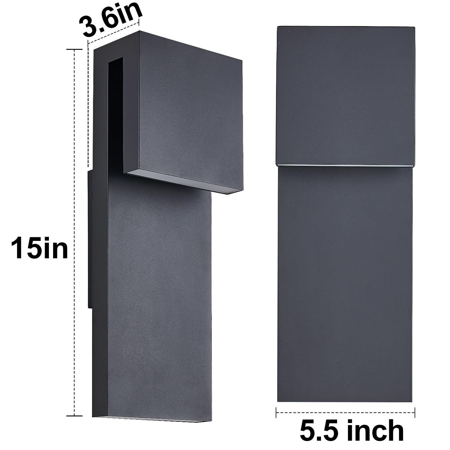 Tarentlight Modern LED Outdoor Wall Sconce 3000K 17W Black Iron, Anti-Rust, Wet Location, Easy Install, Model W2304LED-BK