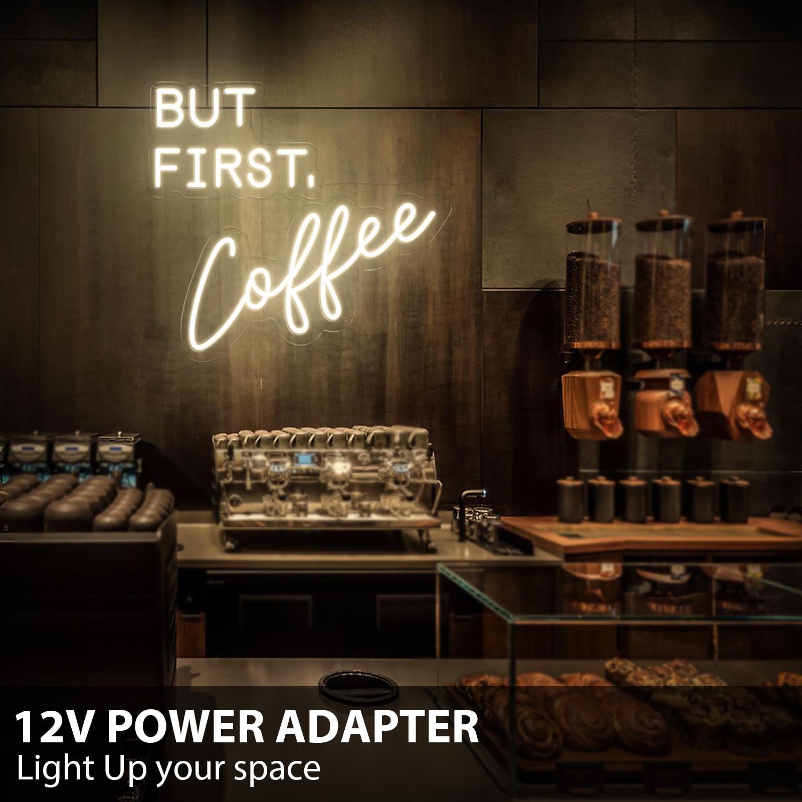 MinIeoh Neon Sign - But First Coffee - Dimmable Warm White LED - 17x16in - Silicone - Model FTNHD-BFCOFFEE
