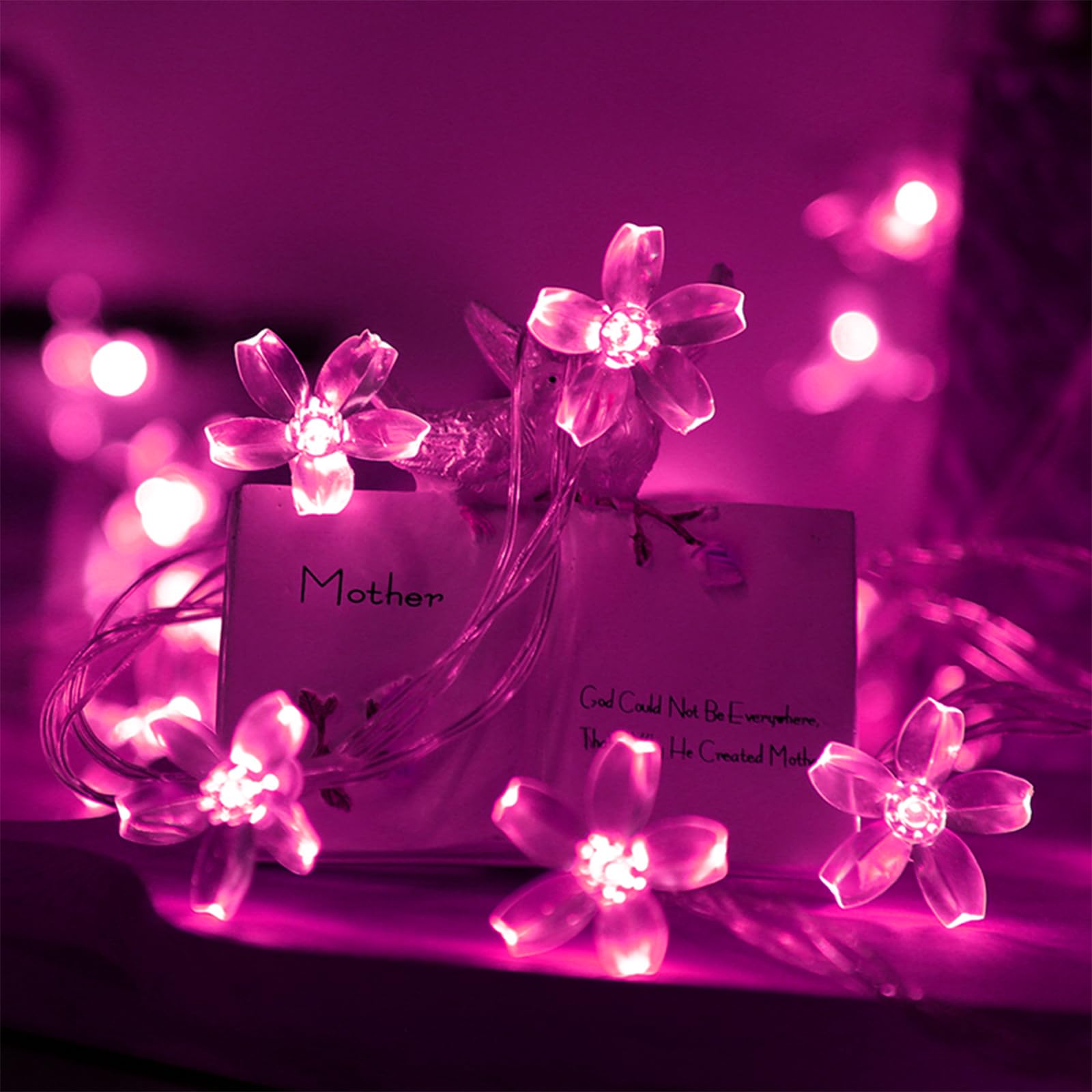 Fairy Flower String Lights Decor, USB & Battery Lighted Decorative Cute Cherry Blossom Indoor Bedroom Window Hanging, Novelty Fl