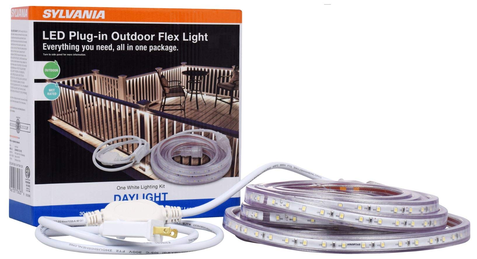 LEDVANCE SYLVANIA LED Plug-In Outdoor Flex Light Strip Kit 16.4 ft 6500K Daylight Color Temperature Model 75623