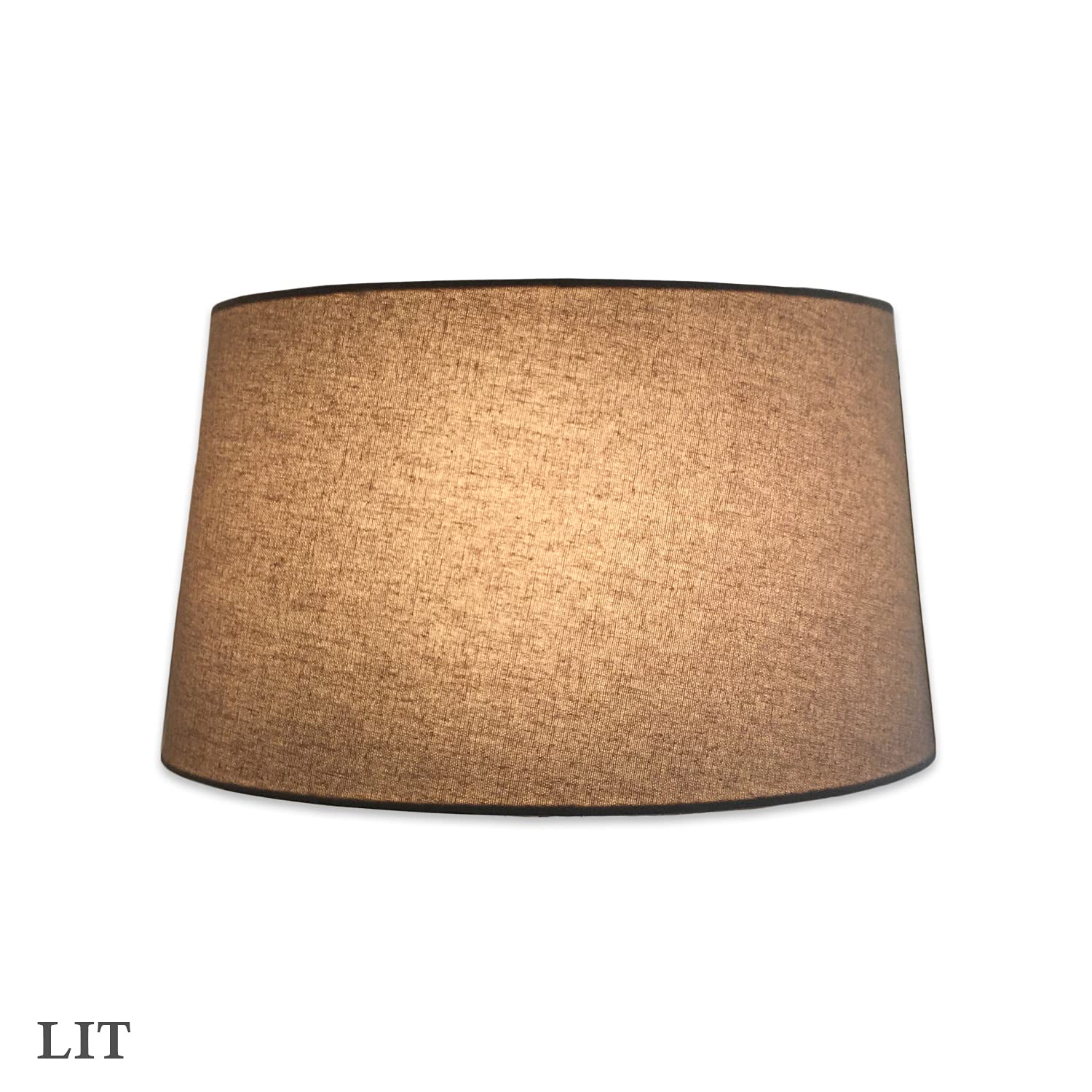 Royal Designs, Inc. Shallow Oval Hardback Lamp Shade, Hb-611-14Lnbg, Linen Beige, (12 X 8) X (14 X 10.5) X 8.5