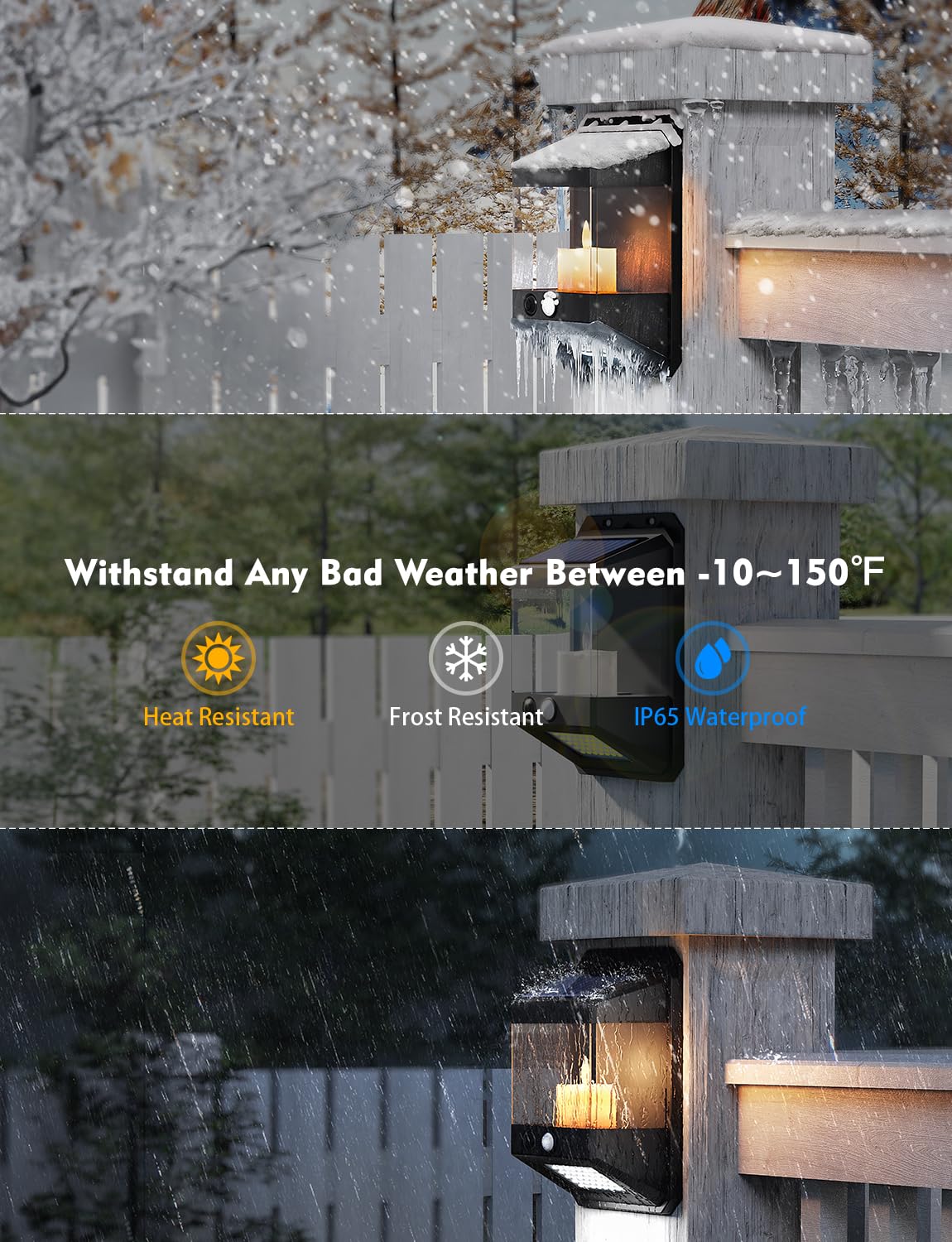 Viodaim Candlelight Flickering Solar Wall Lights Outdoor Motion Lights, Dual-Mode Fence Lights Solar Powered Waterproof, Led Outdoor Wall Lights For House, Gate, Deck, 4Pack [Upgraded]