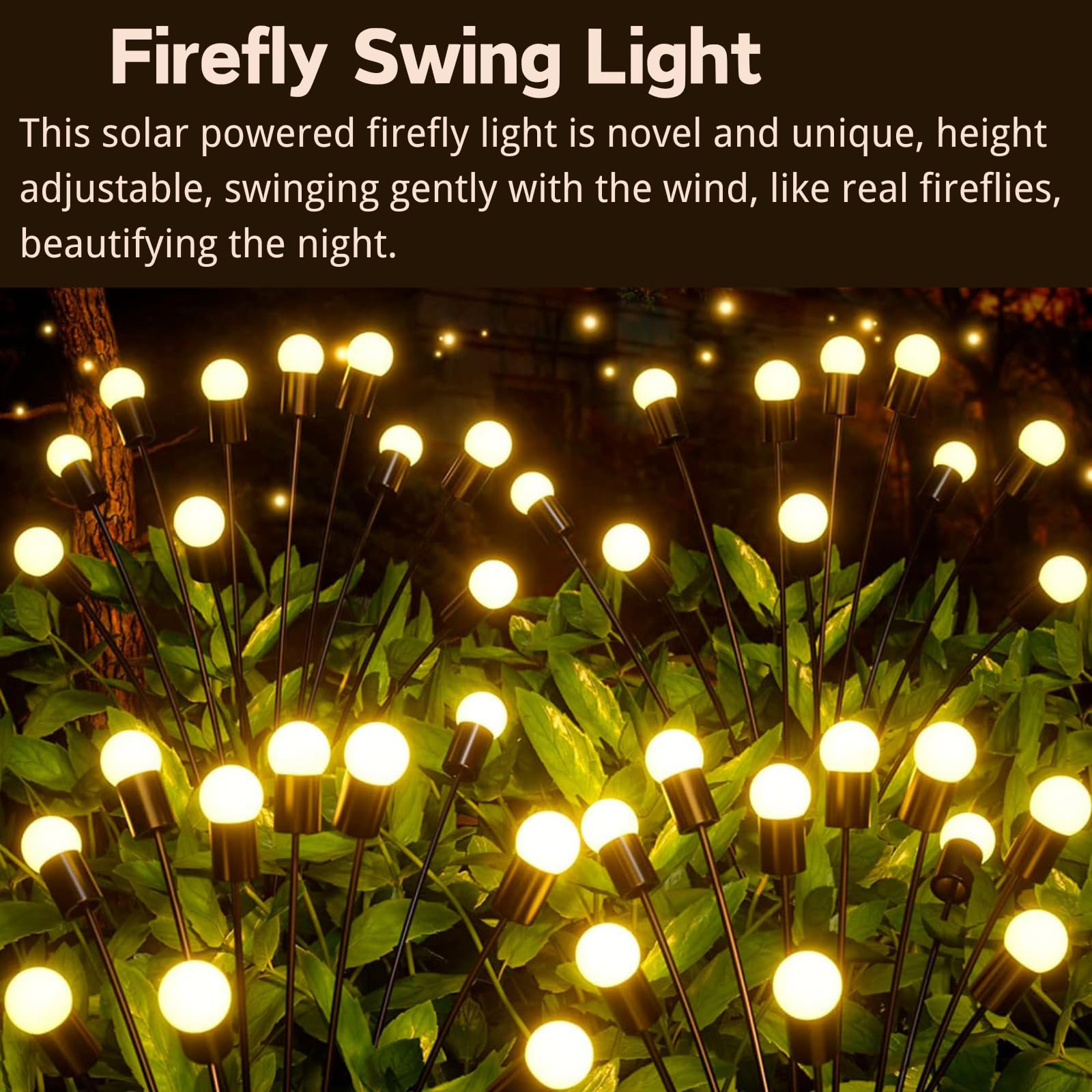 Ozs 10Pk Total 80Led Solar Garden Lights - Solar Lights Outdoor, Solar Firefly Lights, Solar Swaying Light, Sway By Wind, Solar