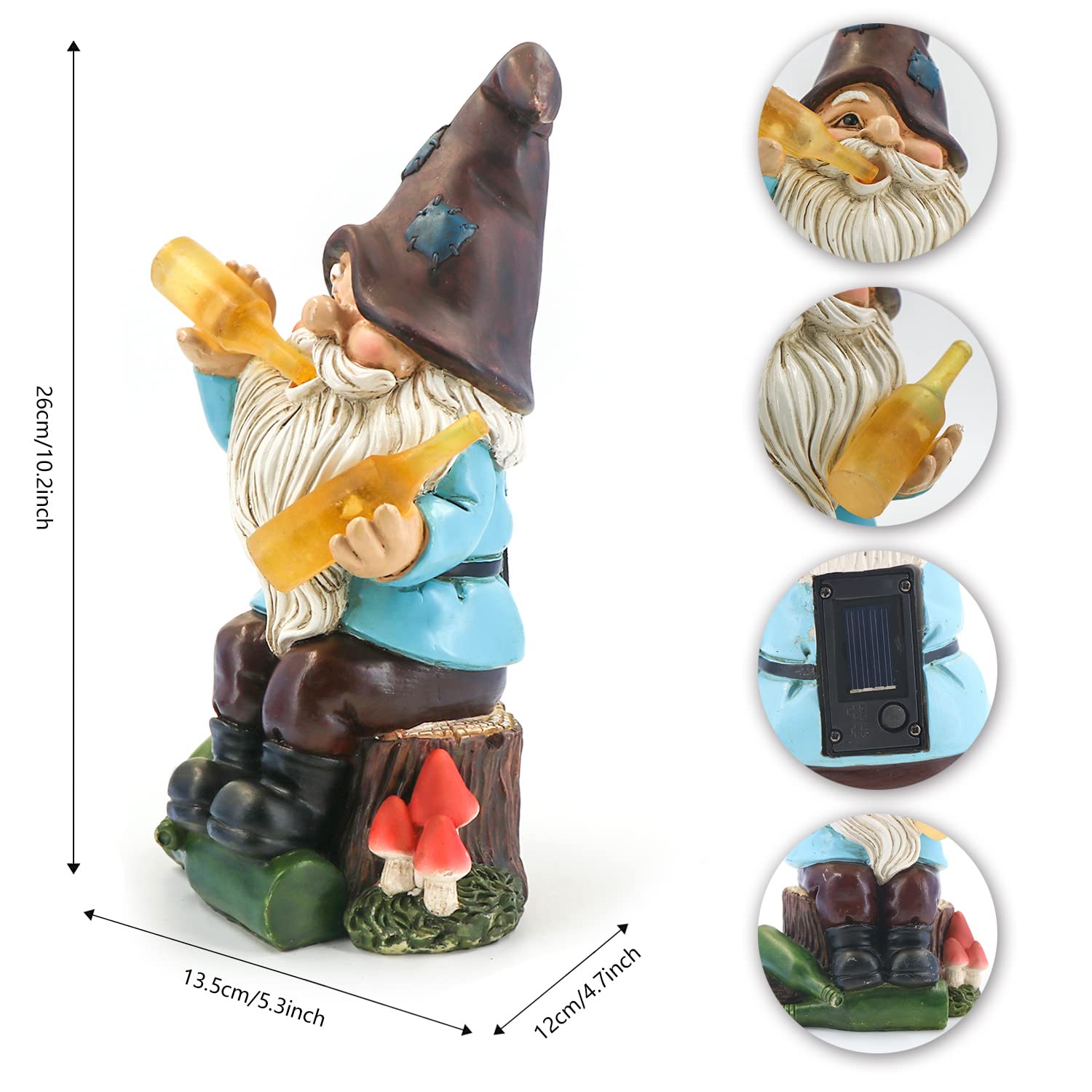 Dkjocky Solar Garden Gnome - Funny Outdoor Decor With Led Lights, Large Resin Gift For Women