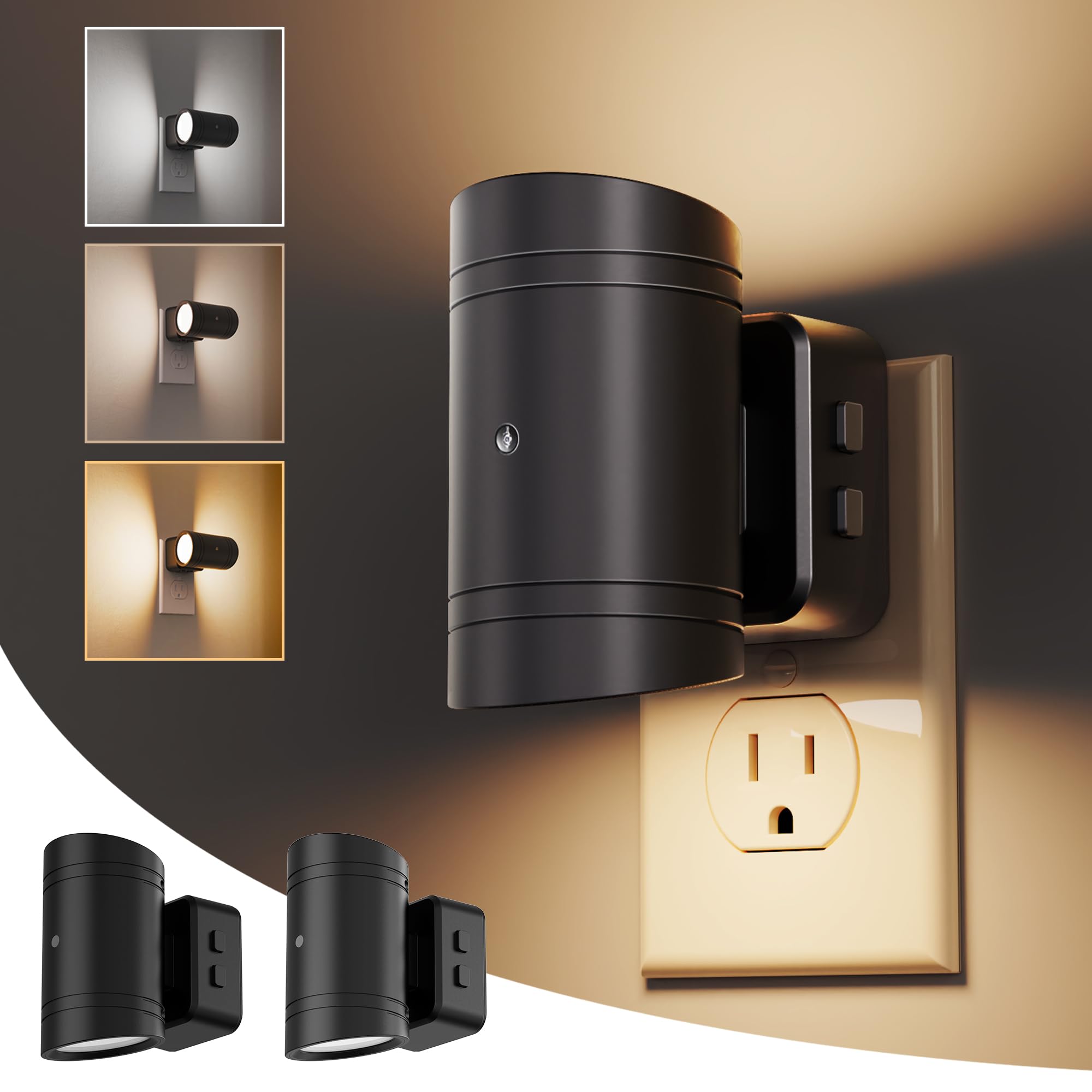 L LOHAS LED Night Light, Dimmable Night Lights Plug into Wall,2 Pack 3CCT Nightlight for Kids,180 Rotatable, 3000K/4000k/5000K A