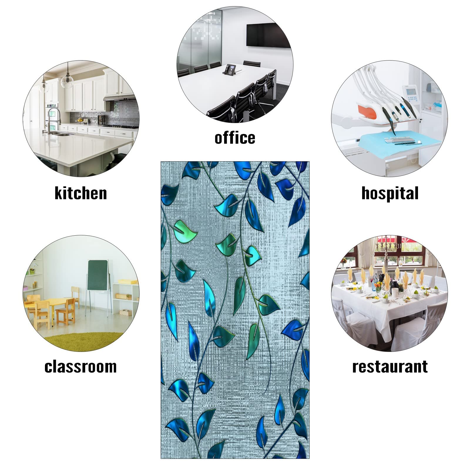 Drop Ceiling Light Covering Insert 4' X 2' Feet (Silver Stained Glass Green Retro Leaves)-Fluorescent Light Cover Reduce Glare F