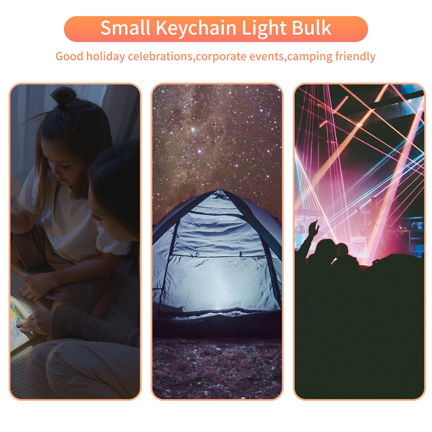 SVICCOOKQ Mini Flashlight Keychain - 100 Pieces LED Torch - Assorted Colors - Perfect for Hiking, Camping, Halloween Party Favors
