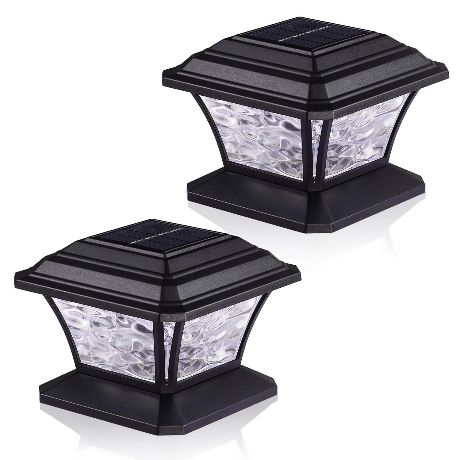 AEFRELEOHT Solar Post Cap Lights, Warm White & RGB Automatic Cycling & Fixed RGB Color, 9 Colors to Choose, 20 Lumens lP65 Water