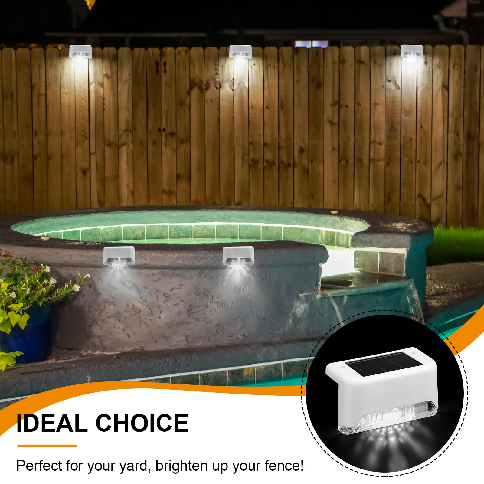 Geelin 32 Pcs Solar Deck Lights - Waterproof Led For Stairs, Patio, Garden - White Shell Cool White Light, Model Hod-Geelin-055