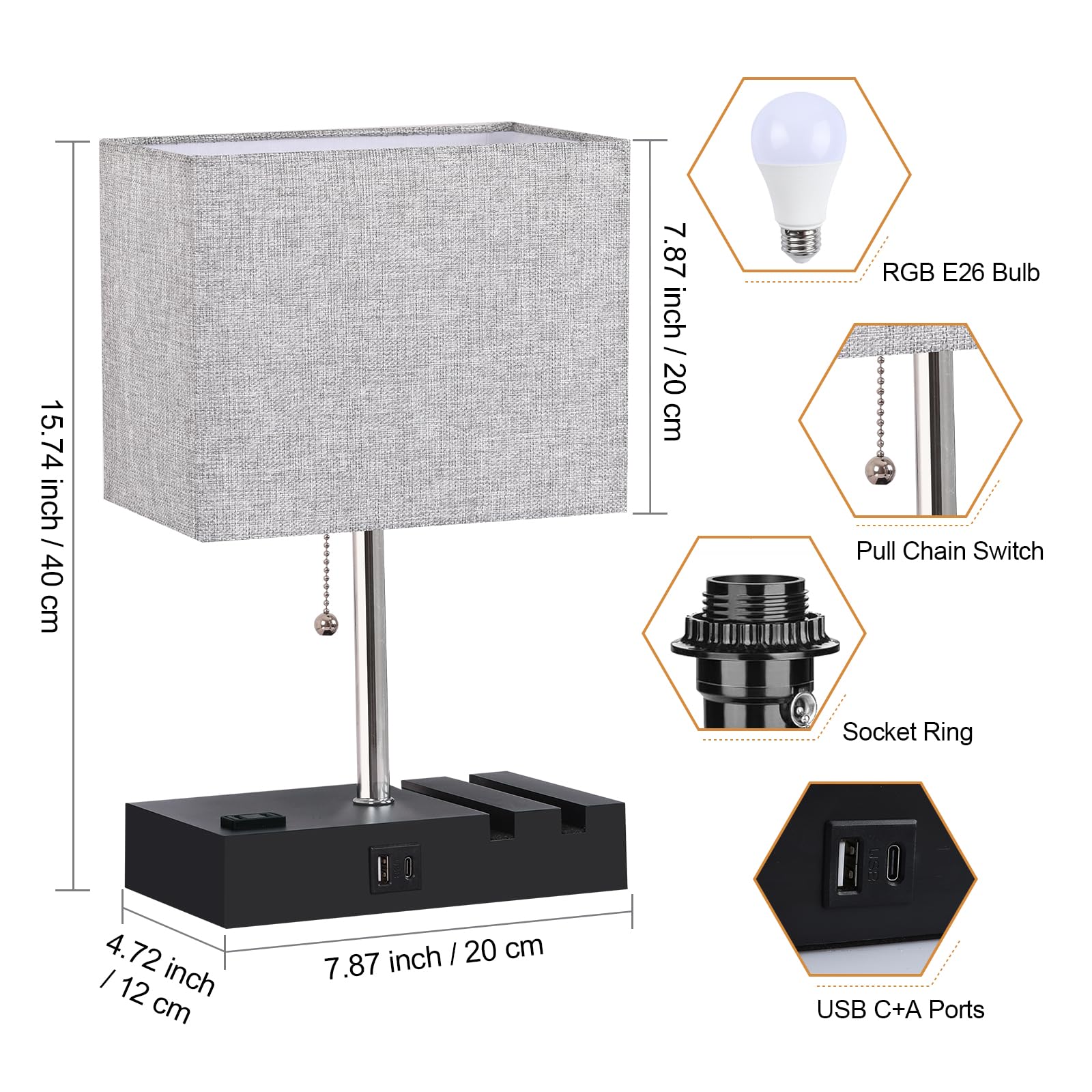 NEWREACH RGB Smart Table Lamp with Remote Control, Dimmable, 15.5x5.5x4.7 inches, Grey-Smart RGB, Model NR-Table-Grey-