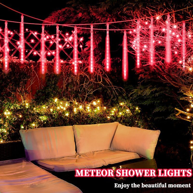 Roytong Meteor Shower Lights, 20 Inch 10 Tube 540 Led Multicolor Christmas Lights, Rain Falling Raindrop Lights For Outdoor Xmas