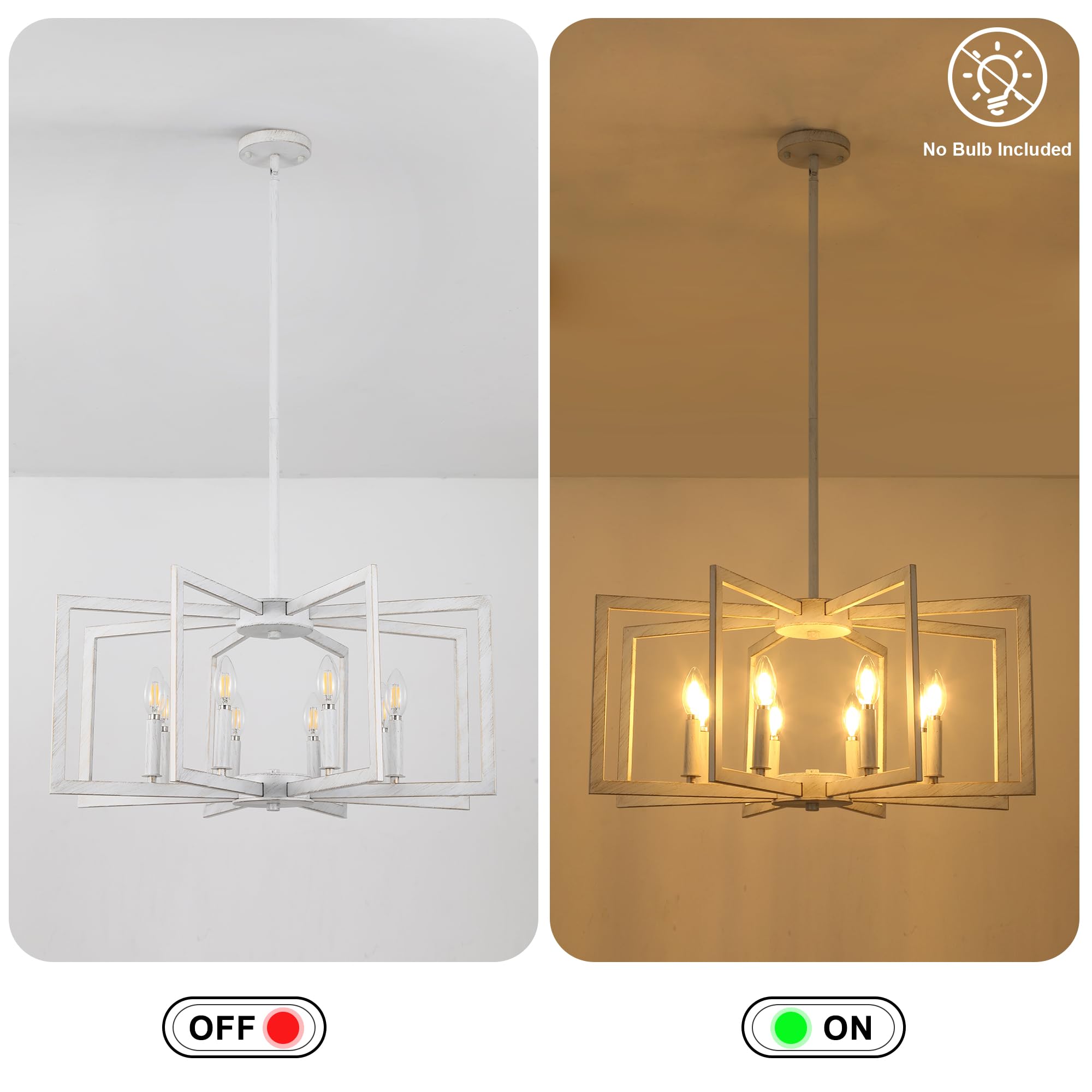 Klgxnrd 8-Light Antique White Farmhouse Chandeliers For Dining Room, Large French Country Chandelier, Rustic Iron Cage Hanging L