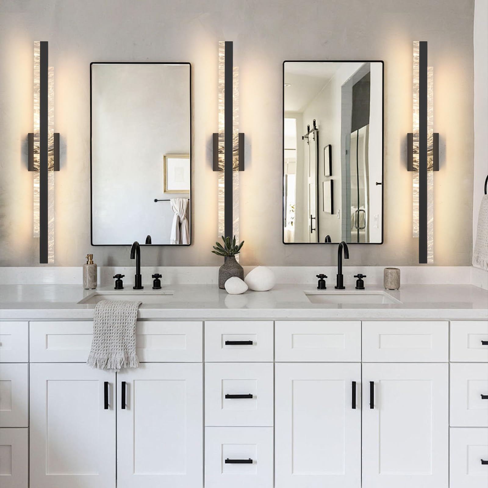 Hahzt Modern Bathroom Vanity Light: Matte Black 32 Inch 28W Dimmable Led Bath Bar Light Fixtures Over Mirror - Wall Sconce Picture Lights For Paintings Cabinets Bedroom 3000K