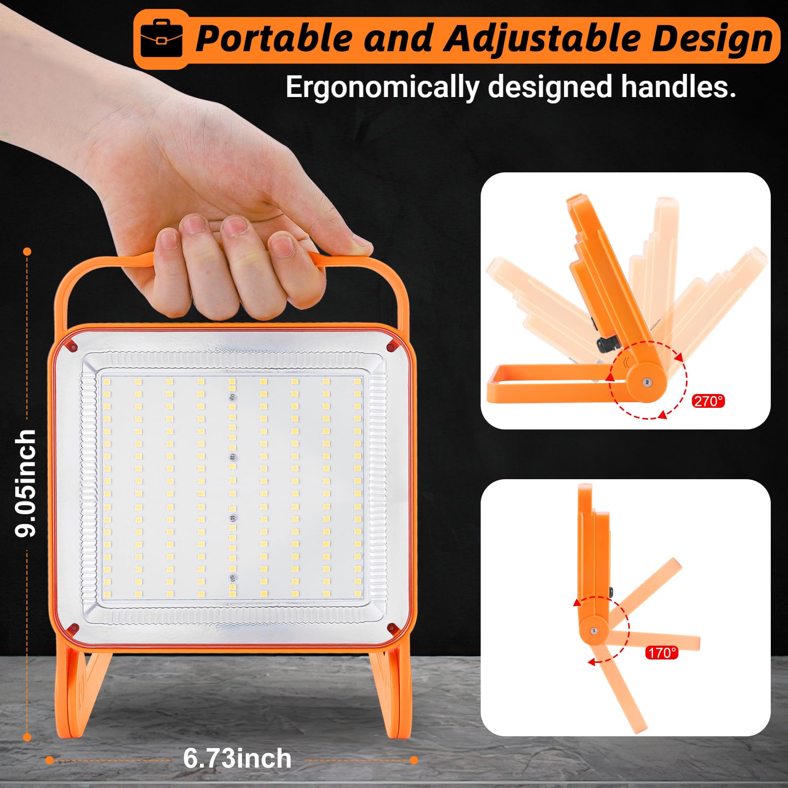 Tsexes 2 Pack 50W Led Work Light, 8000Lm Super Bright Flood Lights, Ip65 Waterproof,5000K,Portable Temporary Work Light For Outd