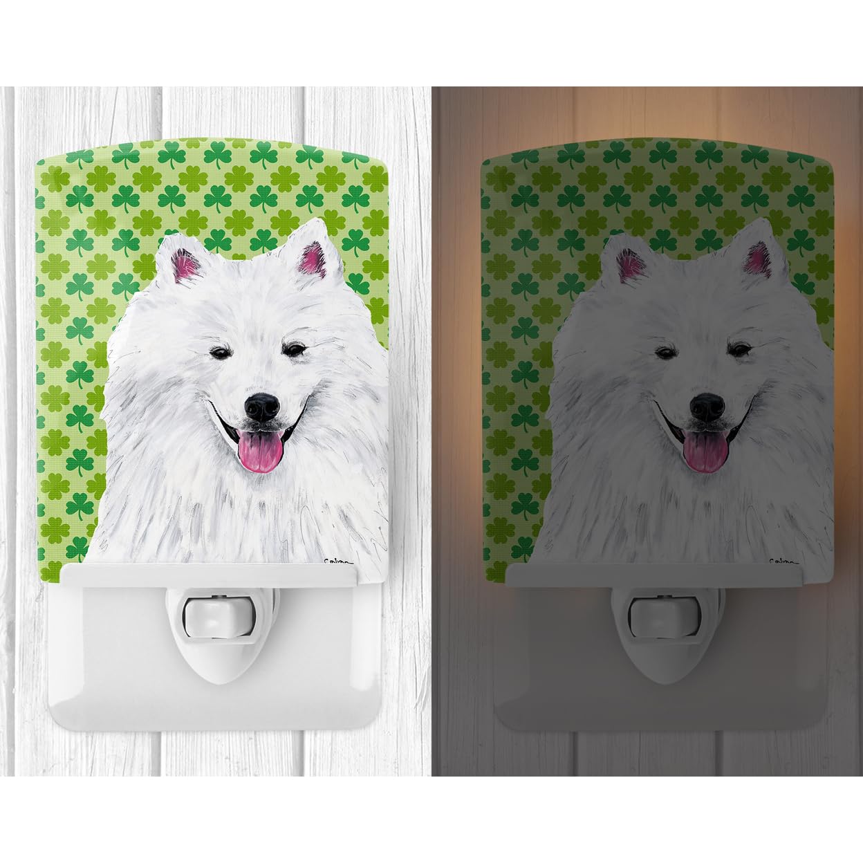 Carolines Treasures Ceramic Night Light, American Eskimo Design, 6x4x3in, Multicolor, Model SC9299CNL, UL-Certified