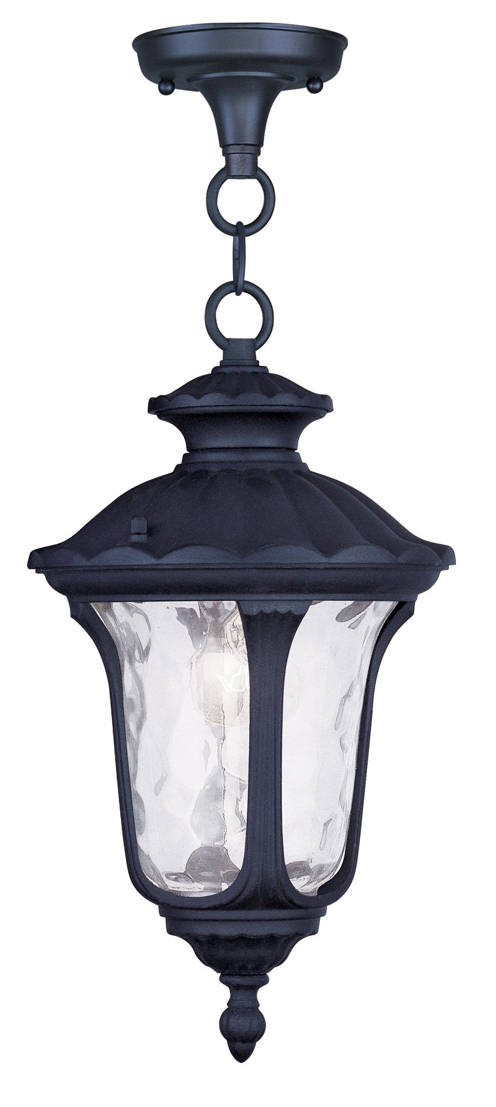 Livex Lighting Oxford Black 1 Light Outdoor Hanging Lantern, Aluminum, 14 Inches