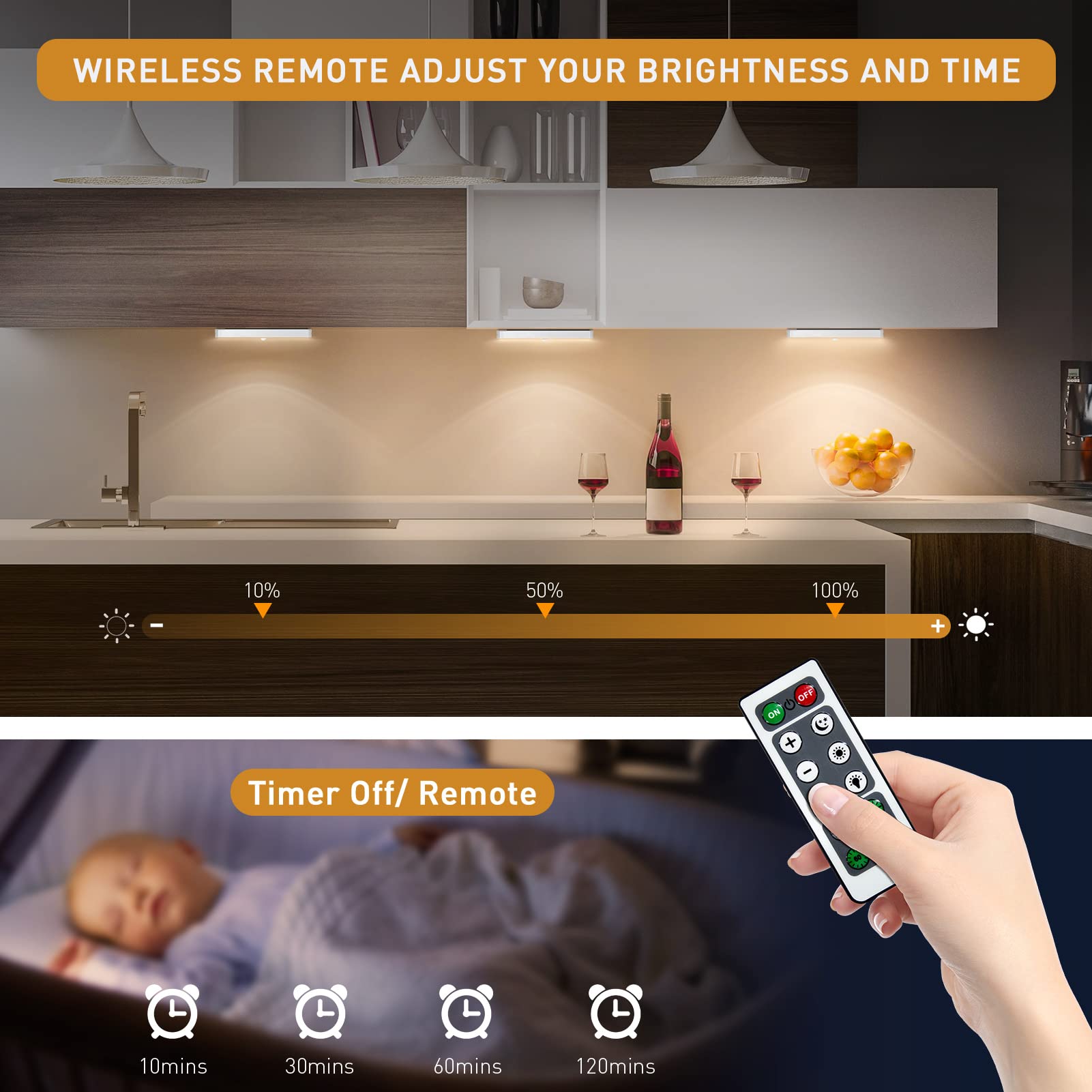 Led Closet Light With Charging Station, 5 Pcs Dimmer Rechargeable Motion Sensor Under Cabinet Lighting With Remote Control, Wire