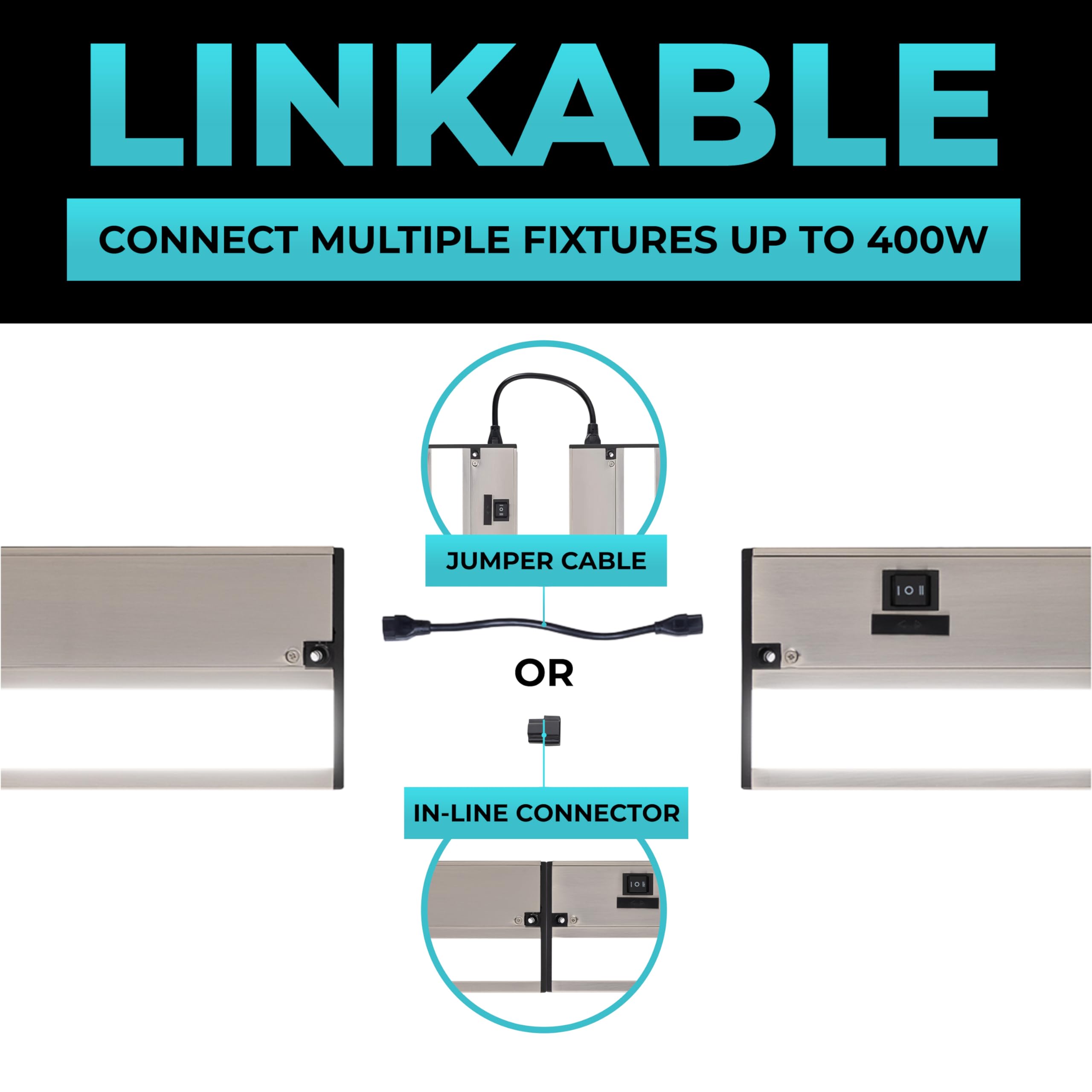 Led Under Cabinet Lighting Hardwired - Linkable Undercabinet Lights For Kitchen - 3Cct 9 Inch Satin Finish - Undercounter Dimmable Plug In Light Or Hard Wired - Under Counter Fixture Direct Wire