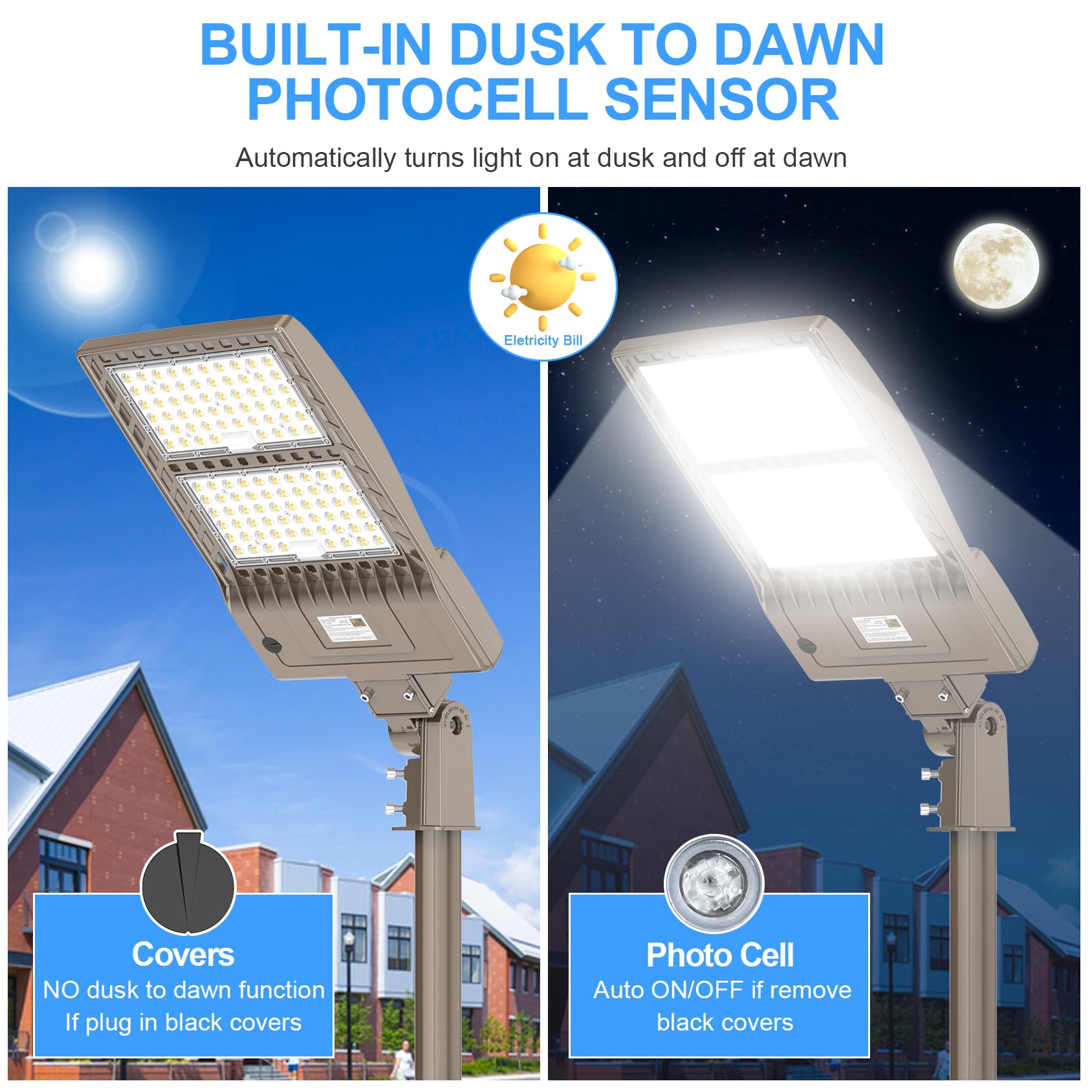 320W Led Parking Lot Lighting With Dusk To Dawn Photocell 44800Lm Led Shoebox Pole Lights Fixture 1000W Hid/Hps Replacement 5000