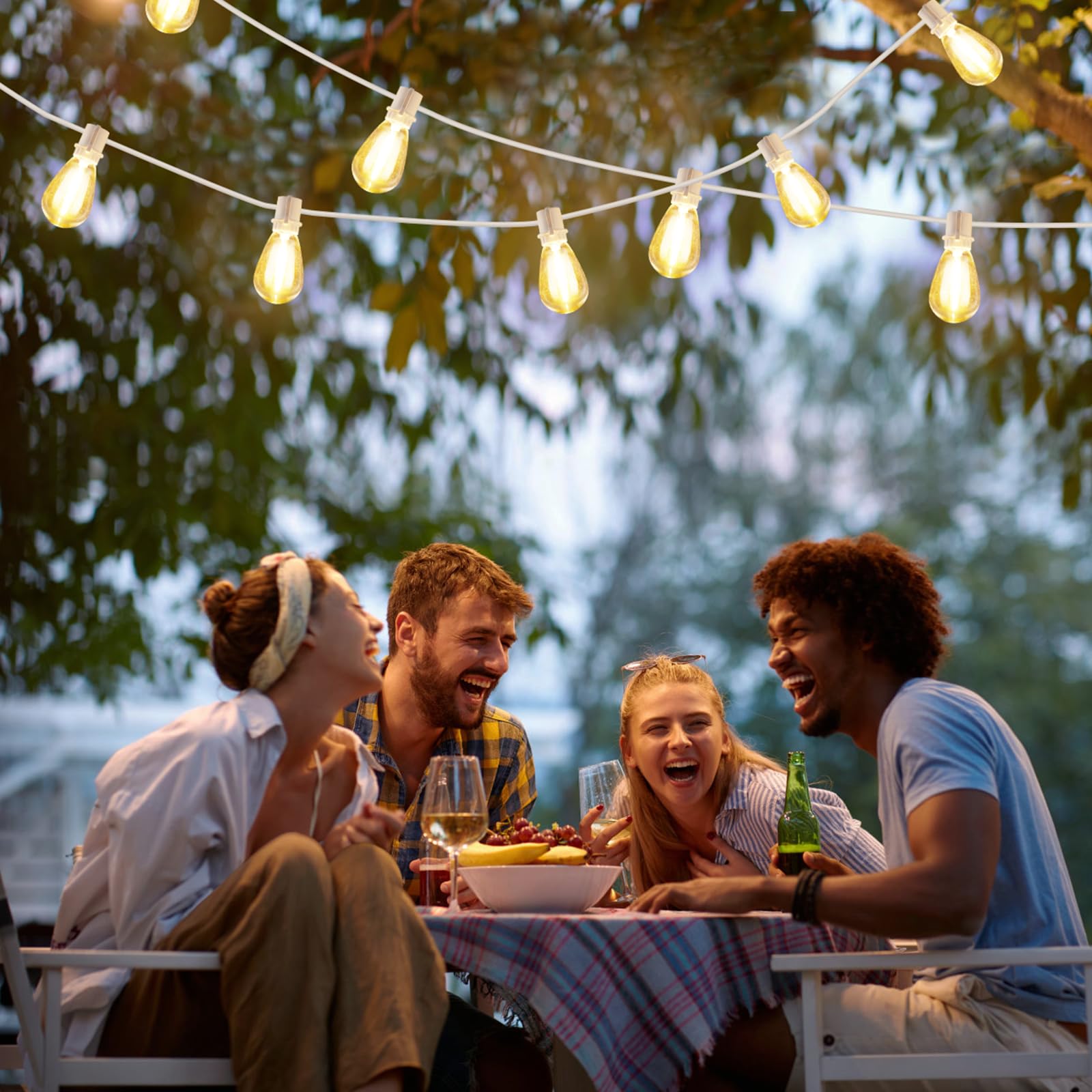 Larkvue 192Ft(2X96Ft) Led Outdoor String Lights, Linkable Patio Light With 60+3 2700K Waterproof Dimmable Hanging Bulbs For Perg