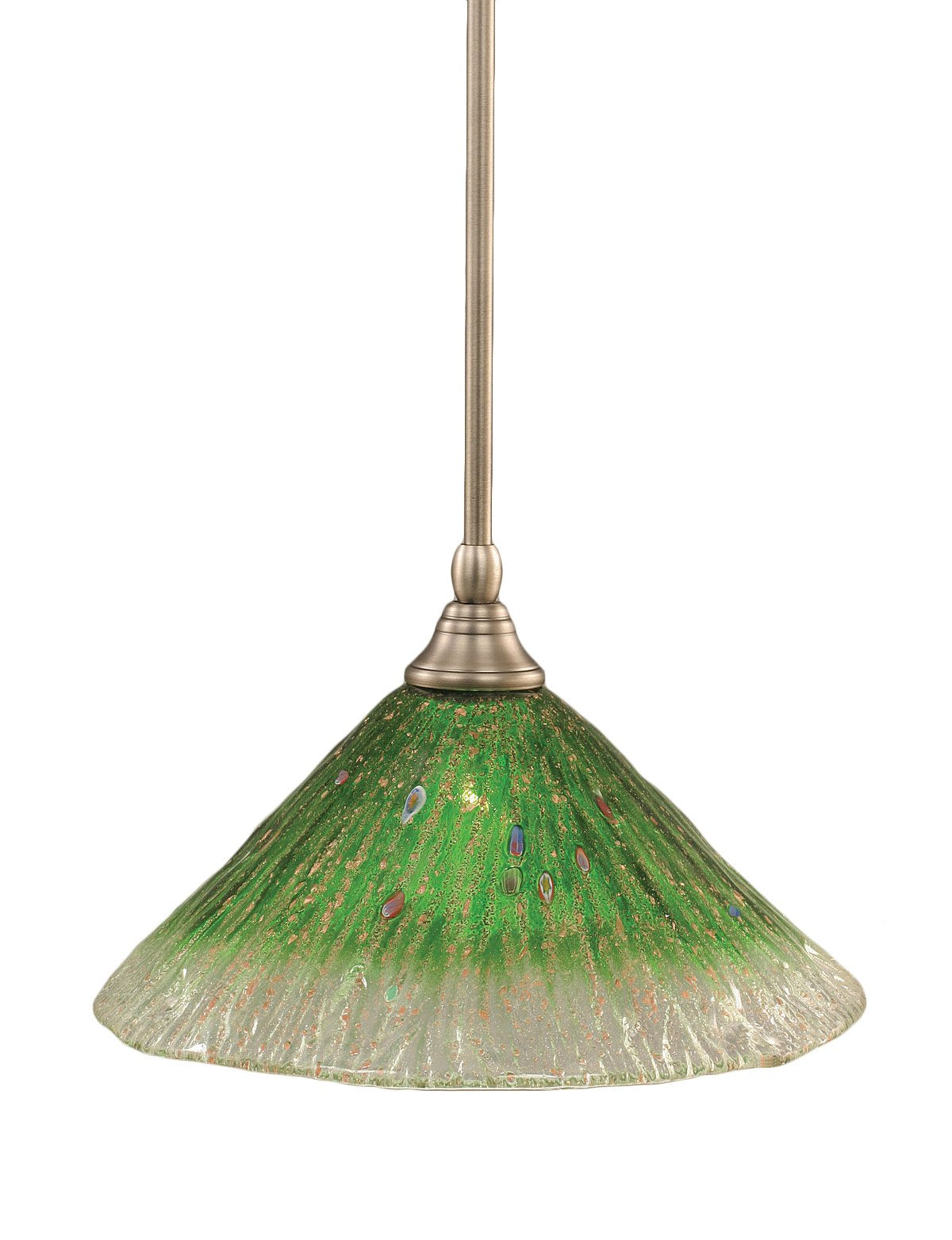 Toltech Lighting 23-Bn-447 12-Inch Stem Mini-Pendant Light Brushed Nickel Finish With Kiwi Green Crystal Glass
