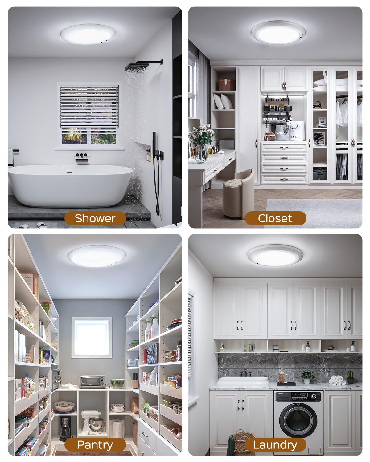 Jackyled 2 Pack New Upgraded Rechargeable Motion Sensor Ceiling Light With Remote Control 10000Mah Battery Operated Closet Light Magnetic Led Shower Lights Ceiling Lamp For Pantry Shed Hallway Porch