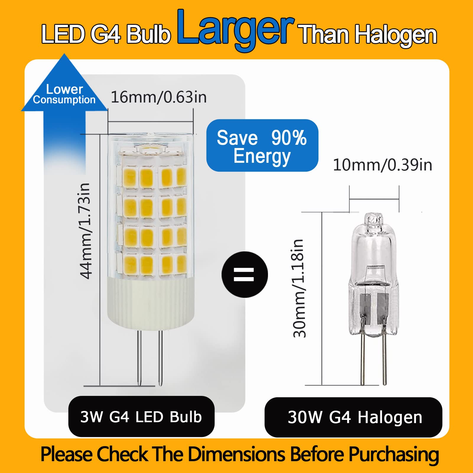 Tupolife 3W G4 Led Bulb 12V Replacement 20W-30W Halogen Lamp For Jc Type Bi-Pin Base Landscape Bulbs/Track Lighting/Chandeliers/Accent Lights  Warm White 3000K Non-Dimmable  5-Pack