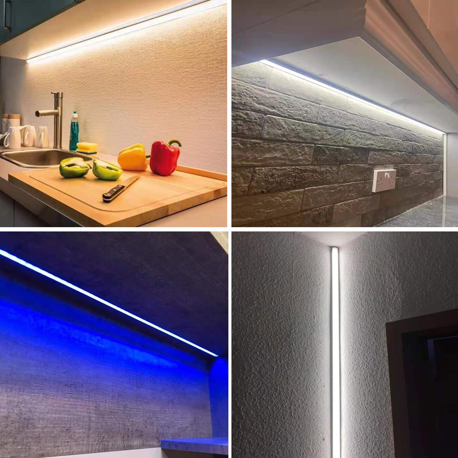 Besseto 20Pack 6.6Ft/2M White Led Aluminum Channel,Led Strip Light Diffuser Aluminum Channel Profile Housing Extrusion For Under Cabinet Counter And Stairs (White-20Pack 6.6Ft)