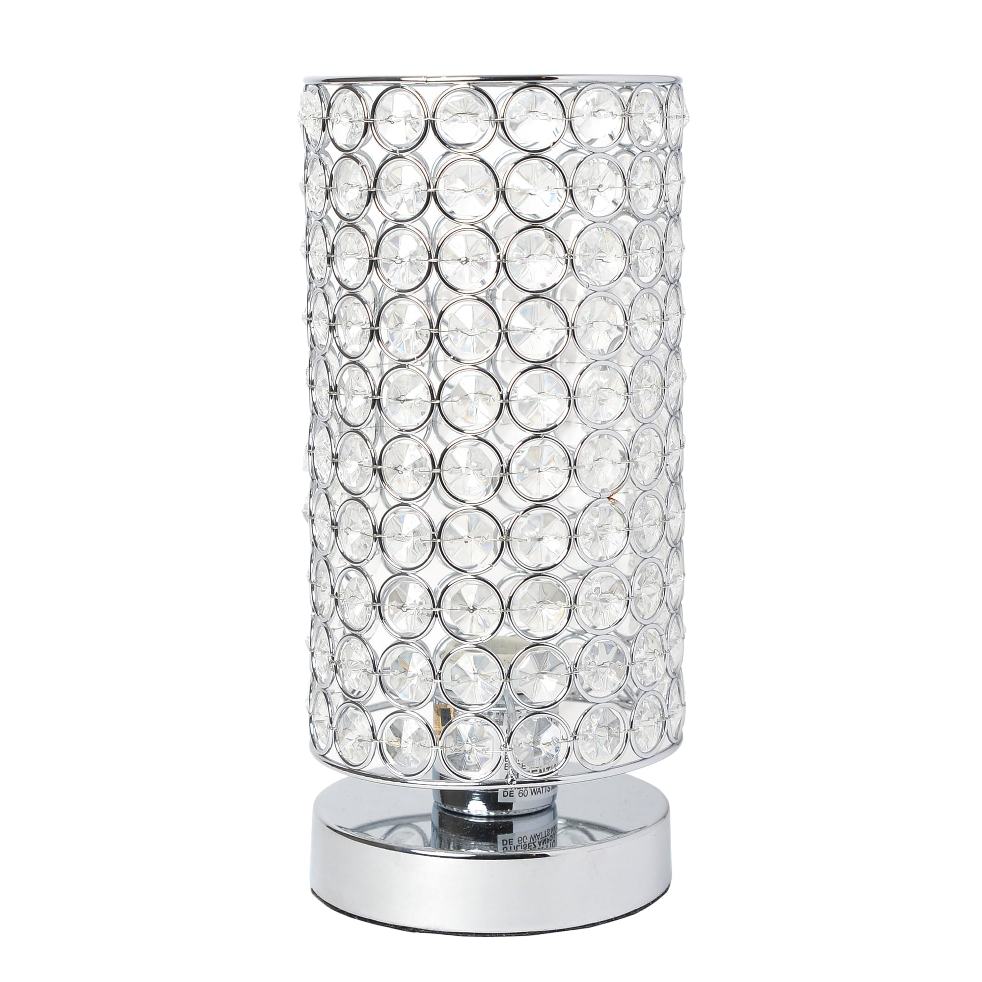 Elegant Designs Lt1051-Chr Elipse Crystal Bedside Nightstand Cylindrical Uplight Table Lamp, Chrome
