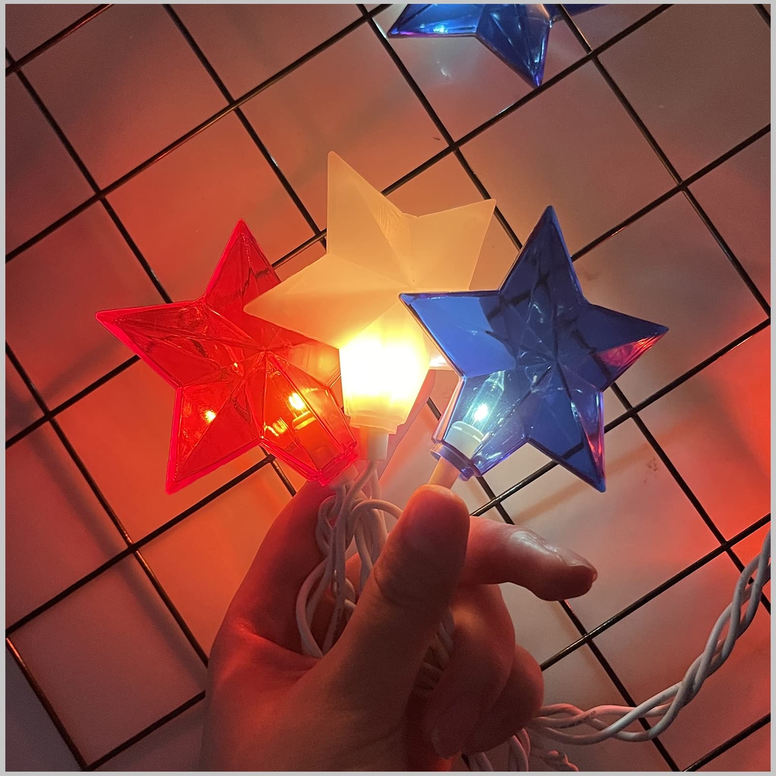 Red White Blue Stars String Lights, 8.5Ft Independence Day Decoration Lights With 10 Red White Blue Lights, 4Th Of July Decorati
