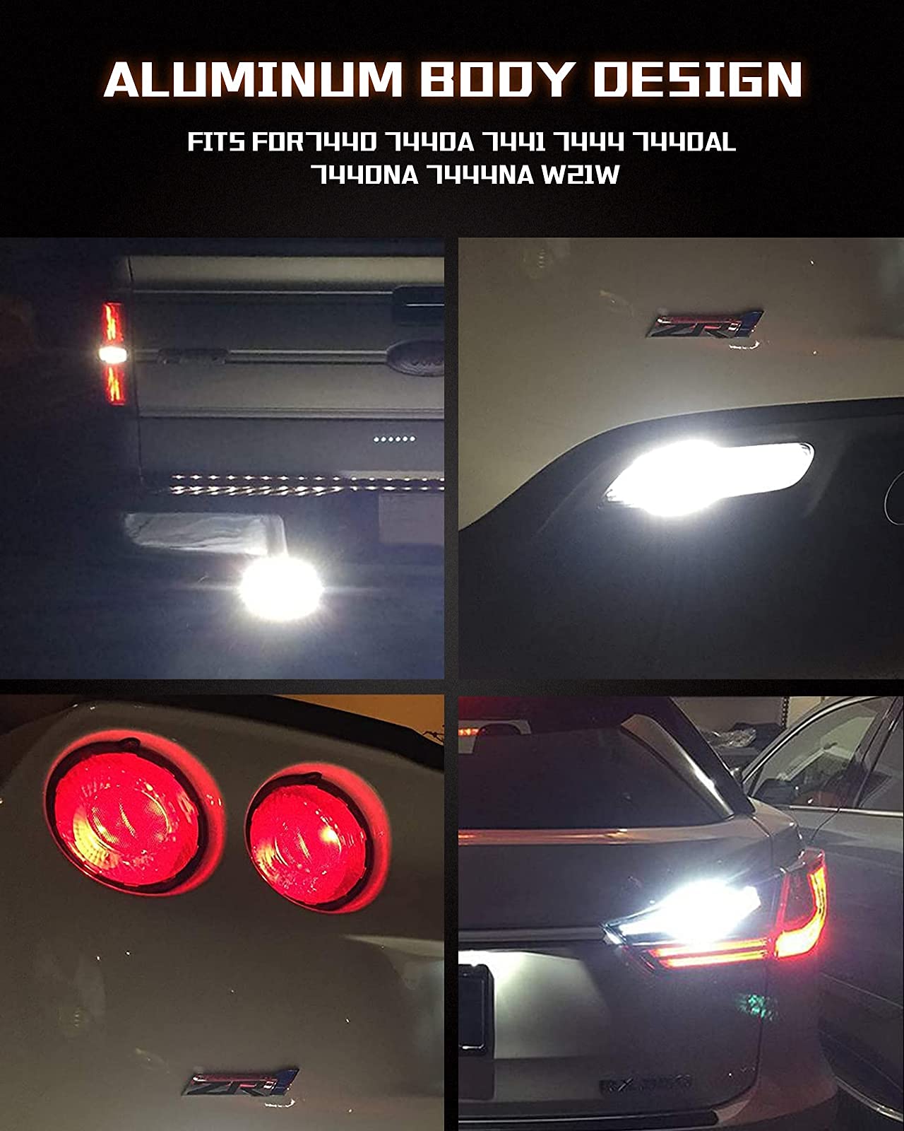 Sealight 7440 7443 Led Bulbs, 6000K Bright White, 3000Lm, Aluminum, Pack Of 2 For Backup, Turn Signal, Brake Lights