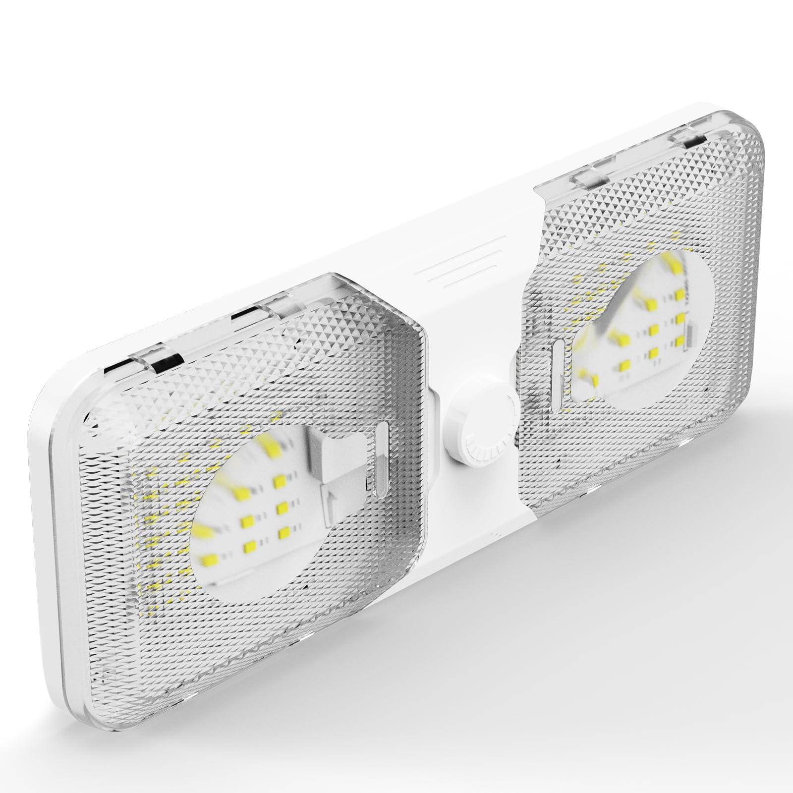 RVGUARD RV LED Ceiling Double Dome Light  12V LED Lights  RV Interior Light with Adjustable Brightness & Memory Function  6500K Cold White  for RV  Trailer  & Camper Van
