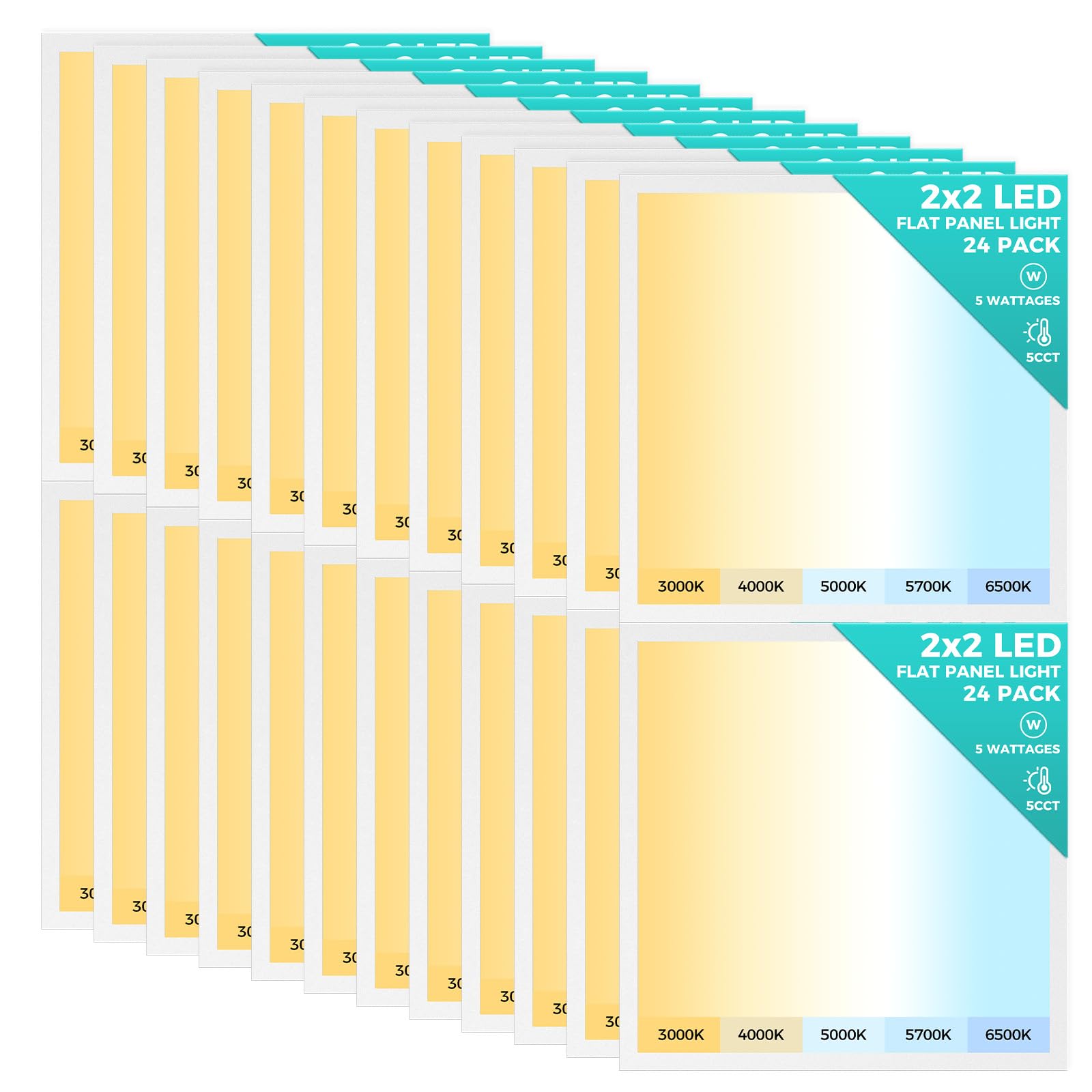 Aphyni 24 Pack 2X2 Led Flat Panel Light, Bright 6500Lm Flush Mount Kitchen Ceiling Light Fixtures,Dimmable,Selectable Features,5