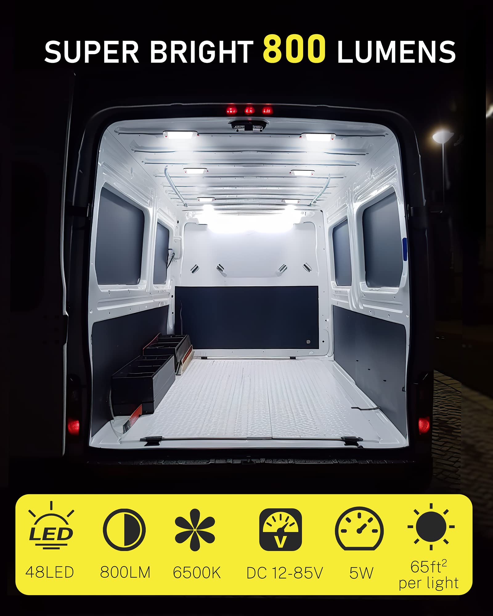 Mertturm Dome Light For Rv Interior, 48Led 800Lm Ultra Bright 12 Volt Led White Lights, Rv Ceiling Light With Switch Control, Id