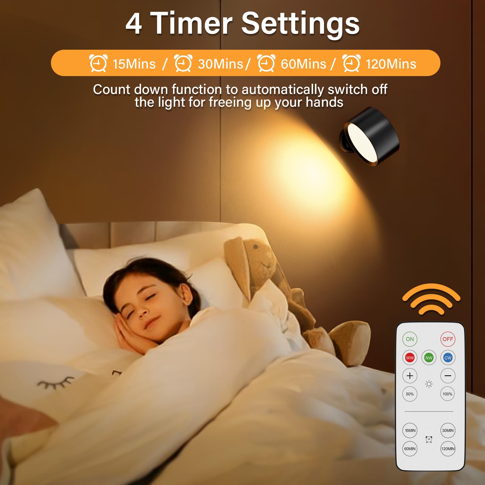 Led Wall Mounted Lights,Rechargeable Battery Operated Wall Sconce With Remote,3 Color Temperatures & Dimmable Magnetic 360 Rotat