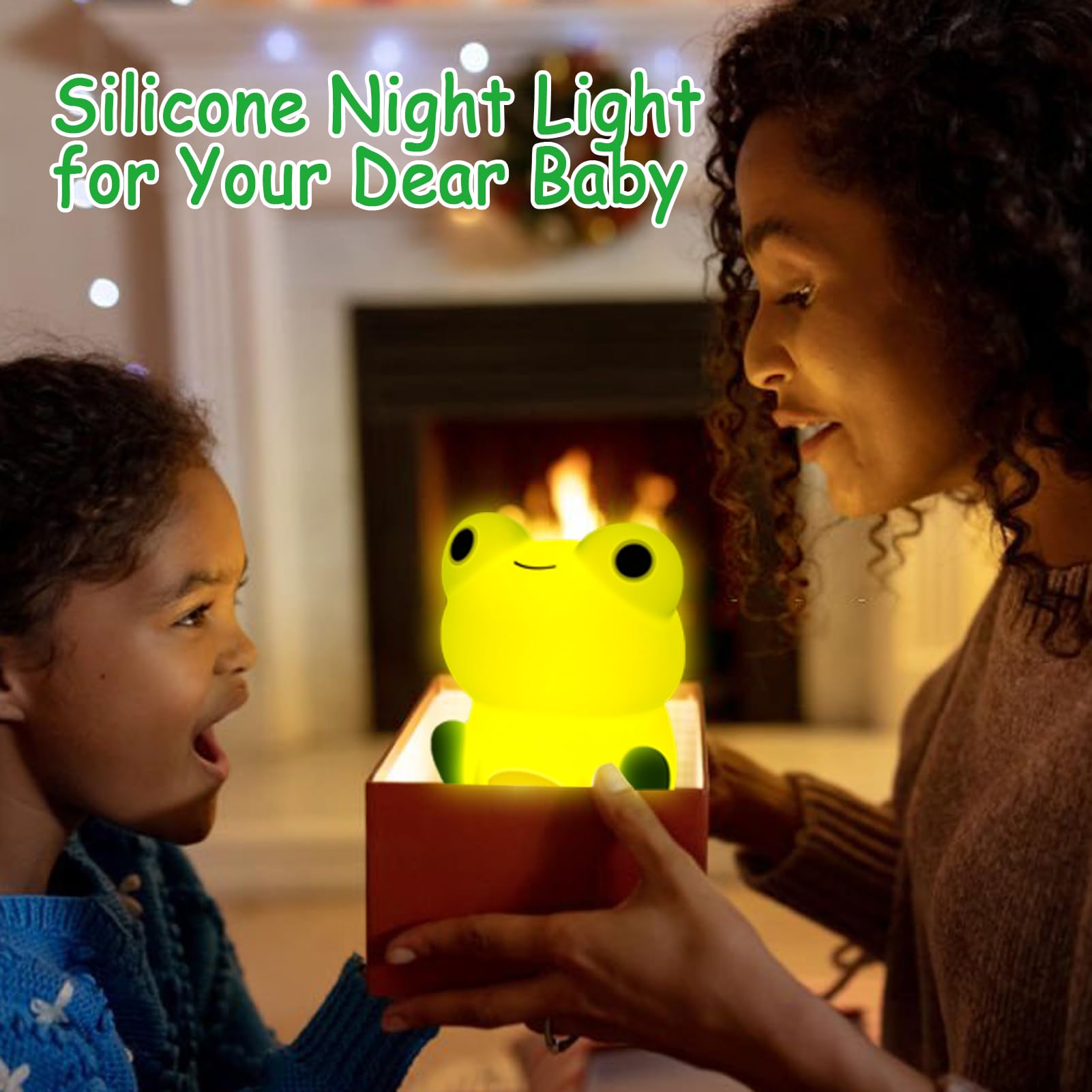 Smoorita Night Light For Kids, Frog Lamp With Cute Frog Stickers, Night Lamp Bedroom Nightlight For Baby Girl Boy Teem, Silicone