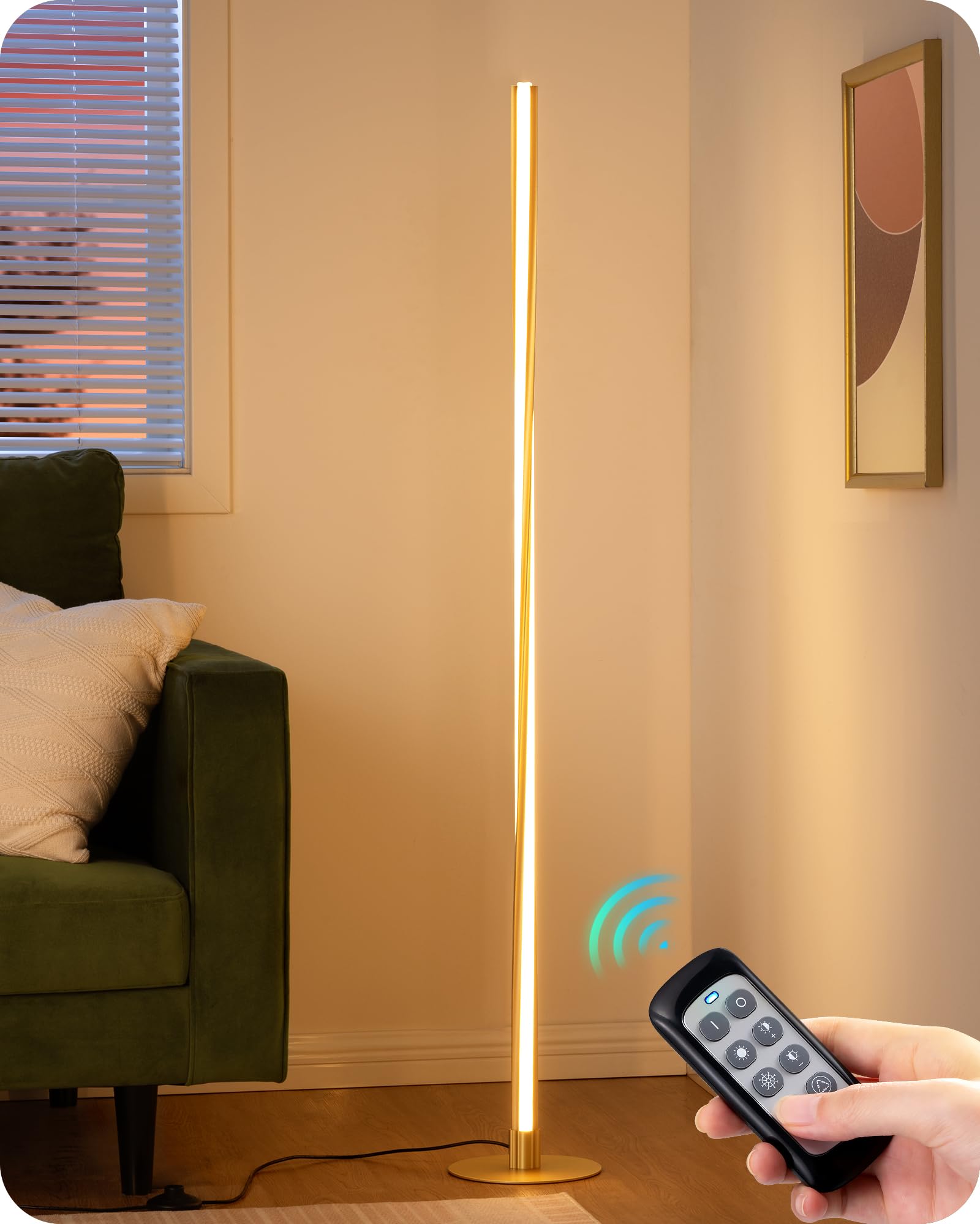 EDISHINE Helix LED Floor Lamp, 56 Tall Pole Lamps 2700K-6000K Dimmable, Remote Control & Foot Switch, Modern Minimalist Standing