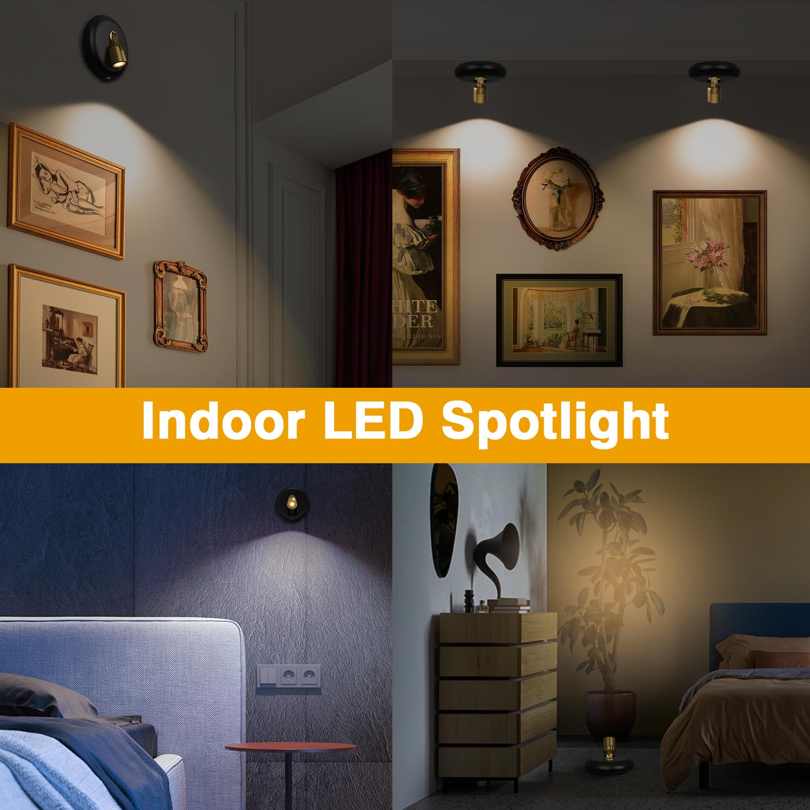 Wireless Spotlight Indoor,Battery Operated Wall Accent Lighting,Led Puck Lights With Remote,Plants Light/Uplighting,Stick On Dis