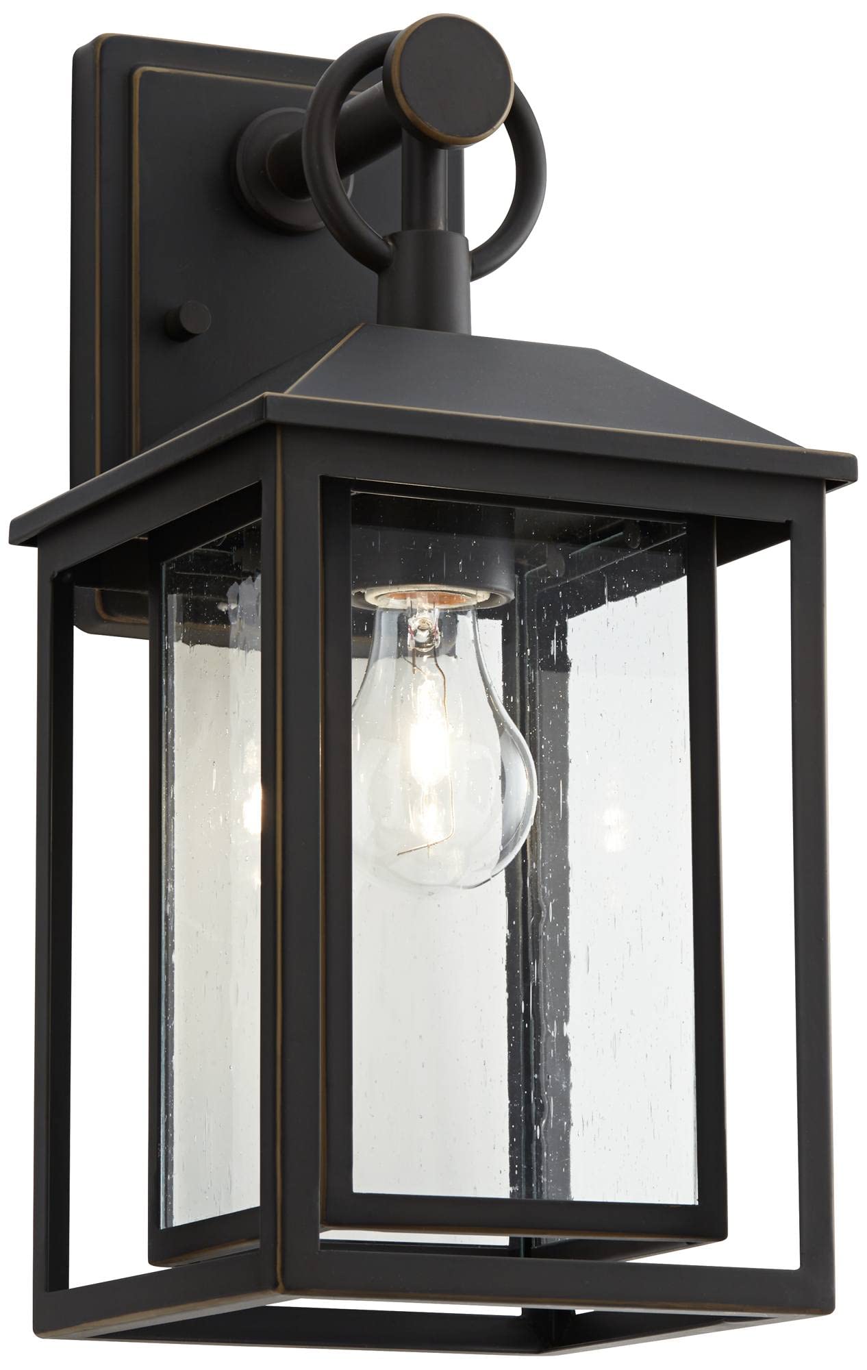 John Timberland Outdoor Wall Light Fixture, 15.25 Brown Bronze Metal With Textured Clear Glass For Porch, Patio, Deck, And Garden