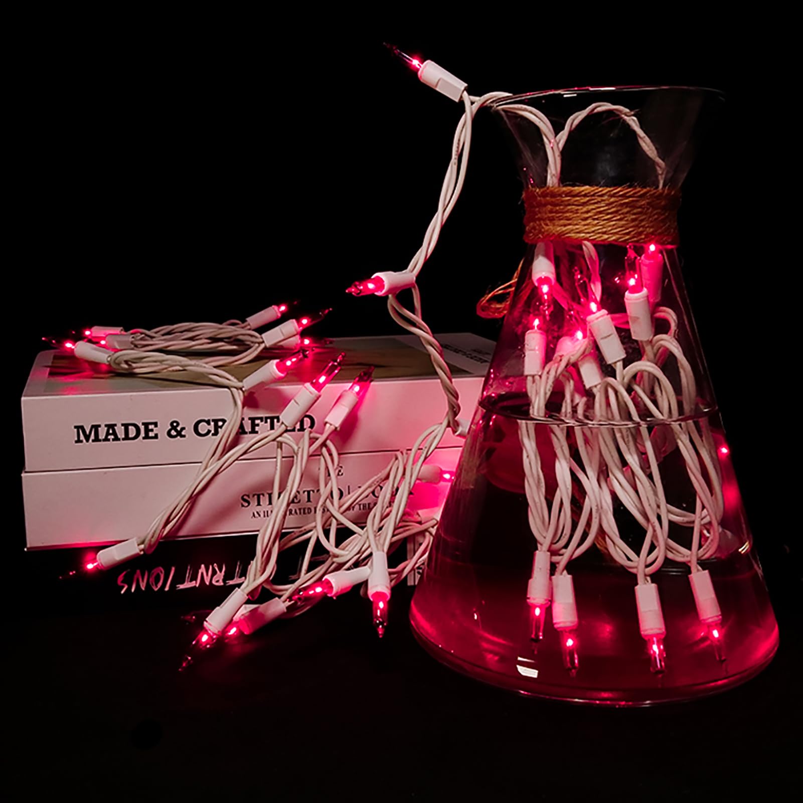 Multi-Sparking Pink Christmas String Lights - 35 Count Incandescent Mini Pink Christmas Lights For Small Tree, Crafts, Indoor An