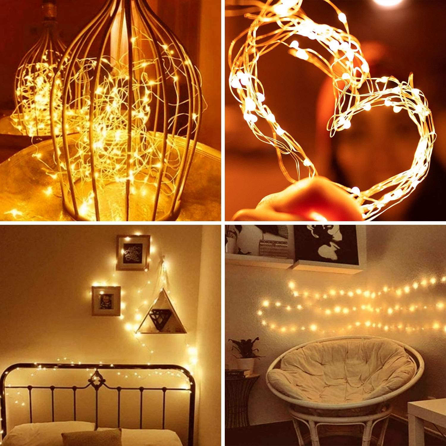 YIQU 3-Pack 78FT 240 LED Fairy Lights, Warm White, Battery Operated with Timer & Remote, Waterproof, 8 Modes for Indoor/Outdoor Use